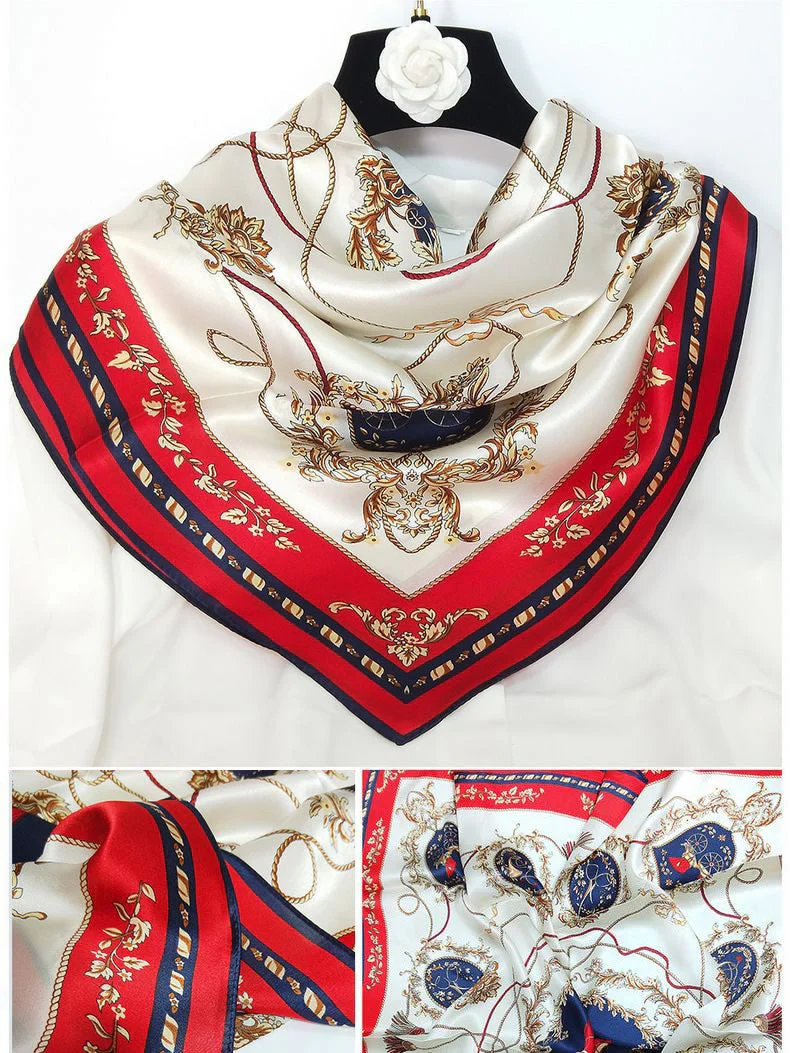 100% Mulberry Silk Printed Square Shawl Scarf 88*88cm - Image 43
