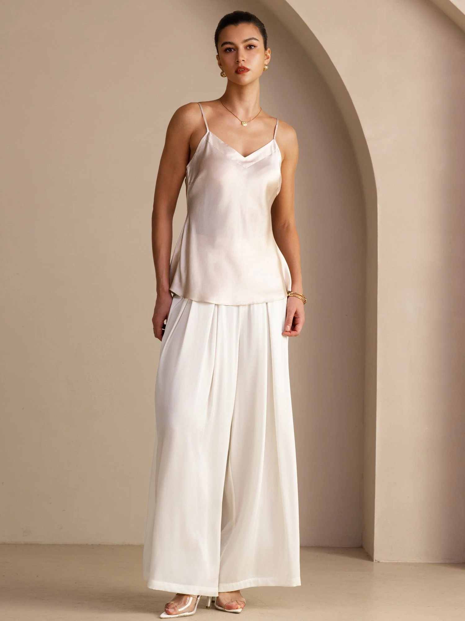 100% Mulberry Silk Women's Adjustable Spaghetti Strap V Neck Camisole Top - Image 5