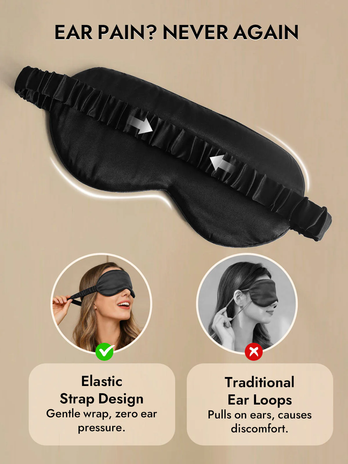 100% Mulberry Silk Sleep Eye Mask with Elastic Band - Image 13