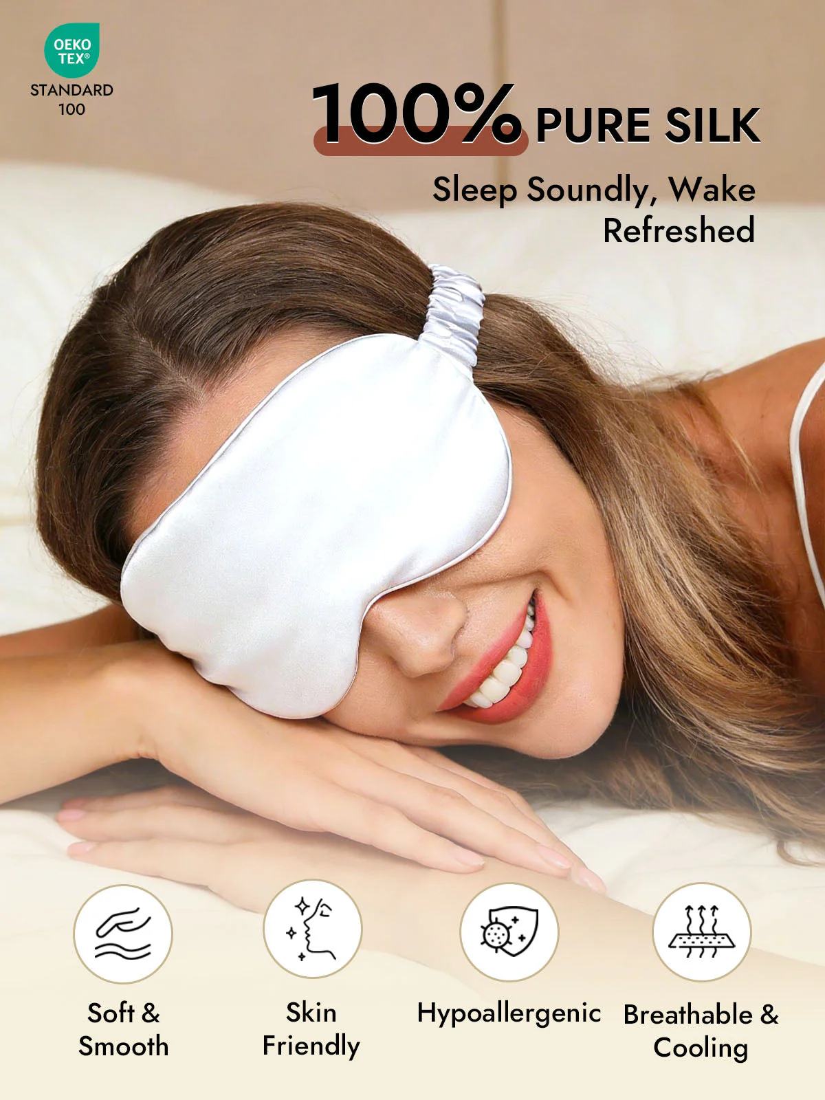 100% Mulberry Silk Sleep Eye Mask with Elastic Band - Image 23