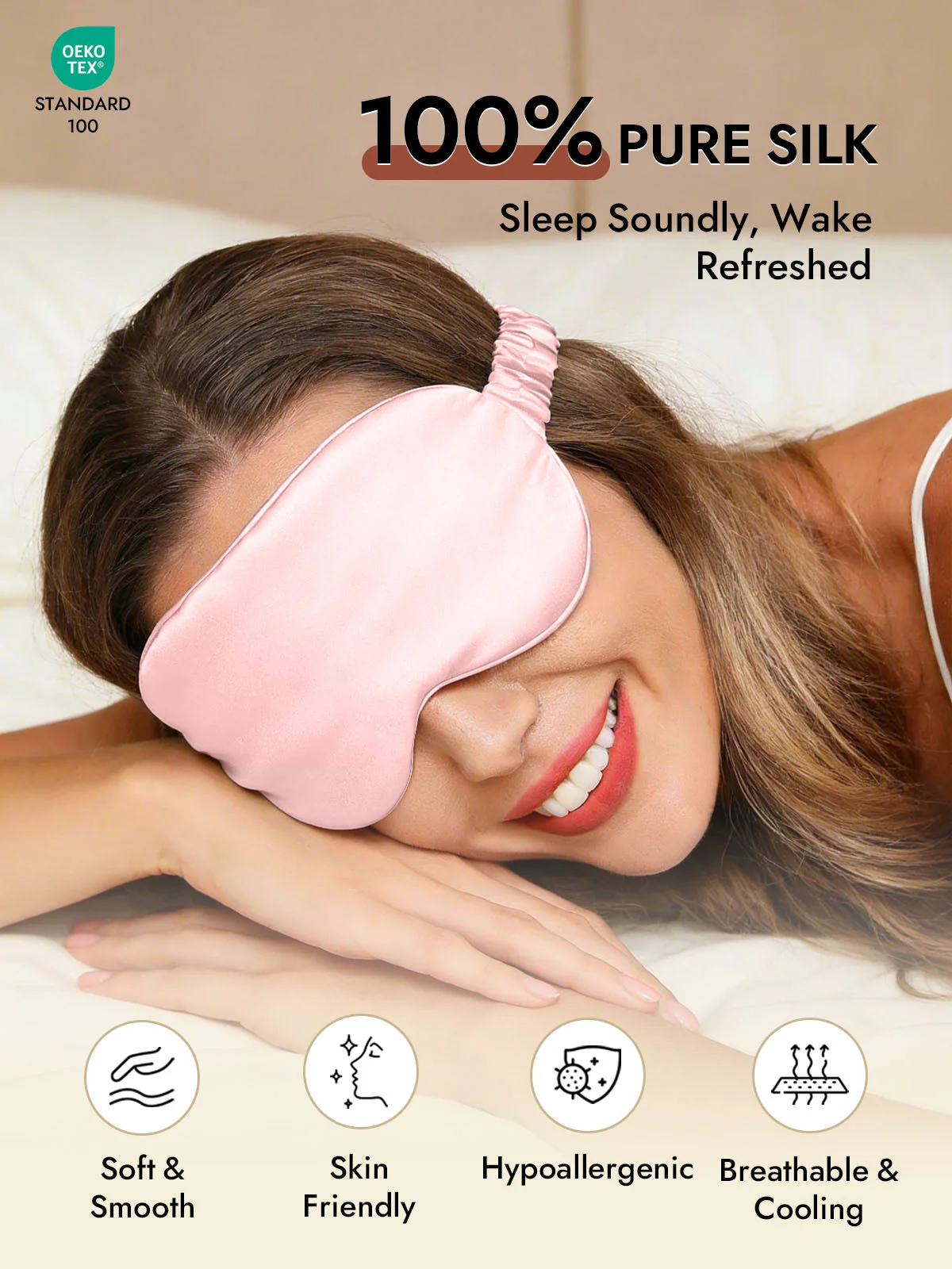 100% Mulberry Silk Sleep Eye Mask with Elastic Band - Image 30