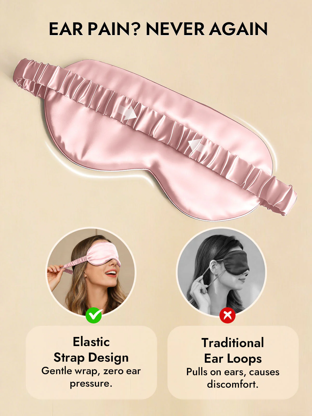 100% Mulberry Silk Sleep Eye Mask with Elastic Band - Image 34