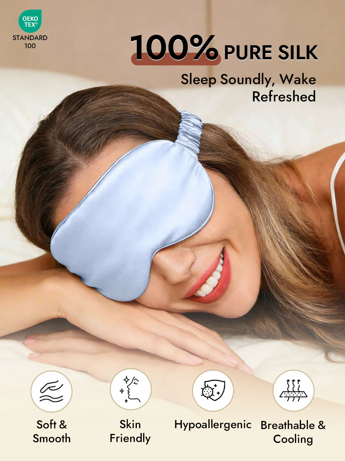 100% Mulberry Silk Sleep Eye Mask with Elastic Band - Image 37