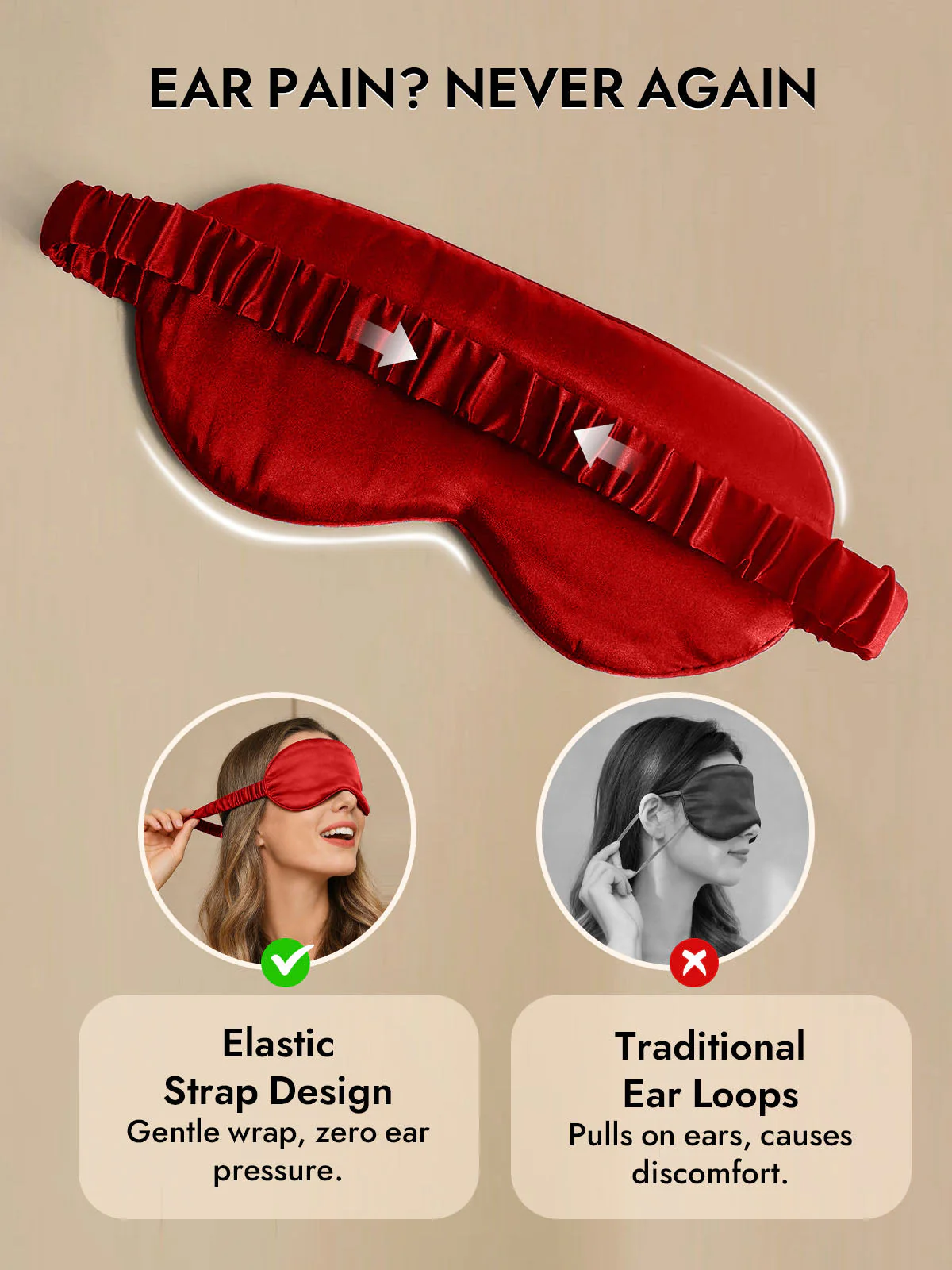100% Mulberry Silk Sleep Eye Mask with Elastic Band - Image 48