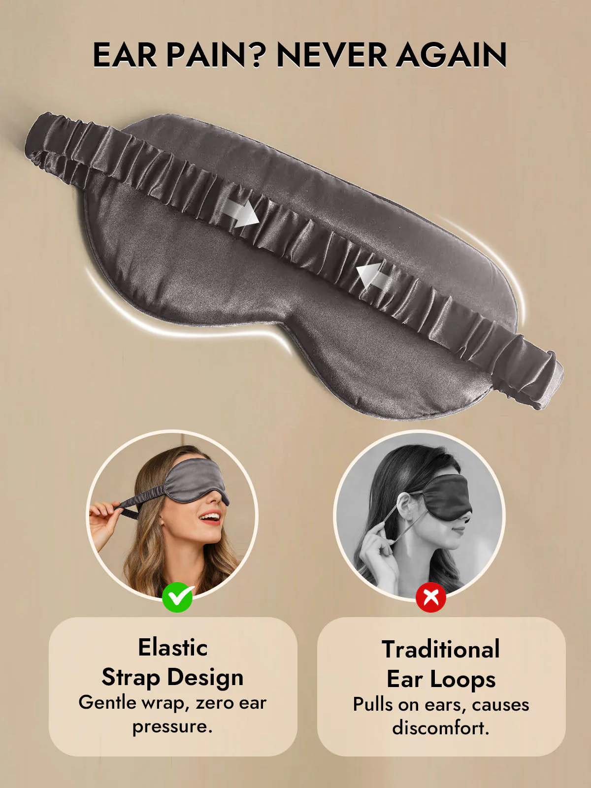 100% Mulberry Silk Sleep Eye Mask with Elastic Band - Image 55