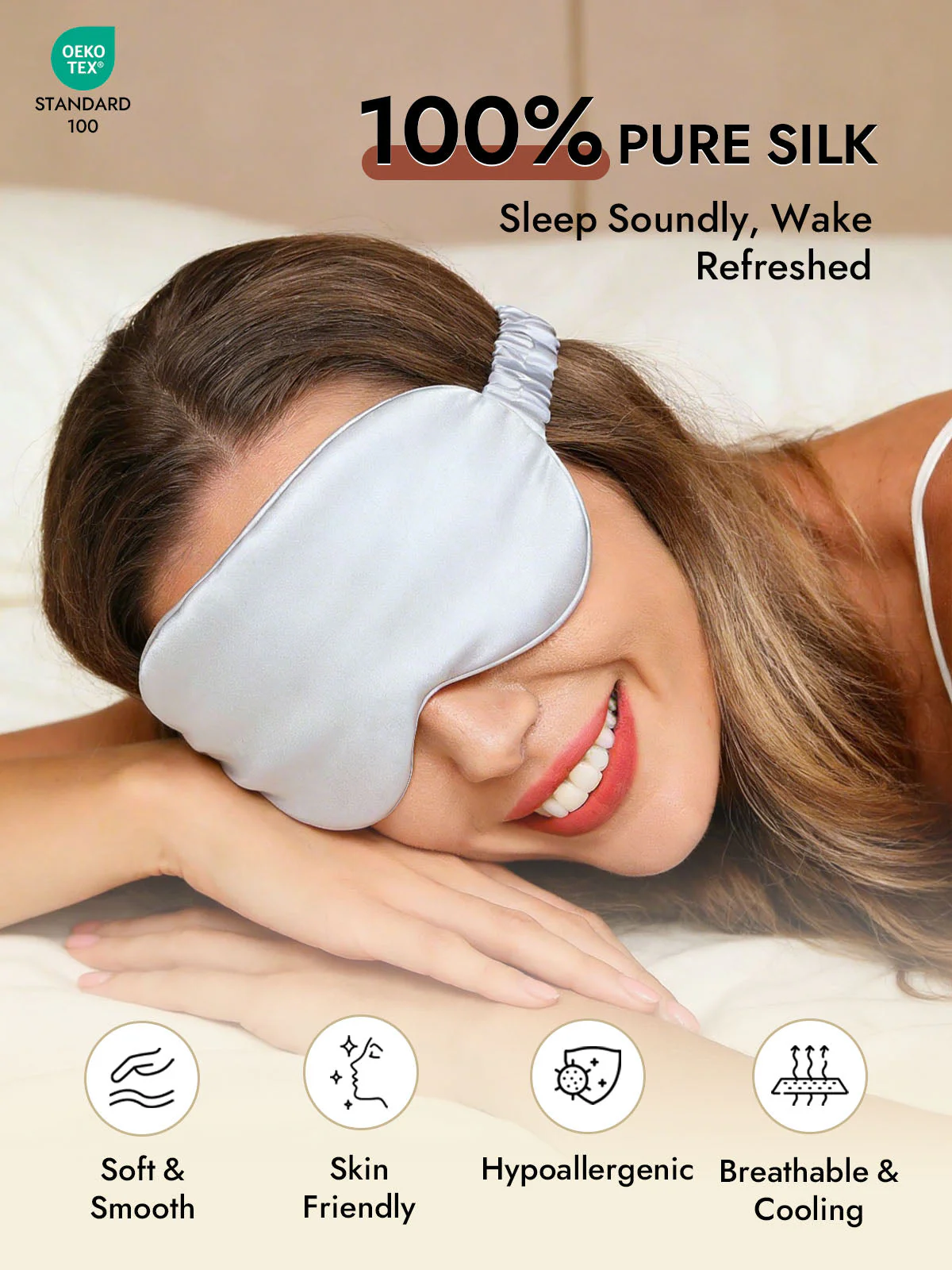 100% Mulberry Silk Sleep Eye Mask with Elastic Band - Image 58