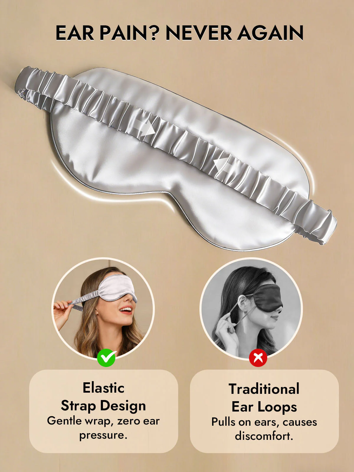 100% Mulberry Silk Sleep Eye Mask with Elastic Band - Image 62