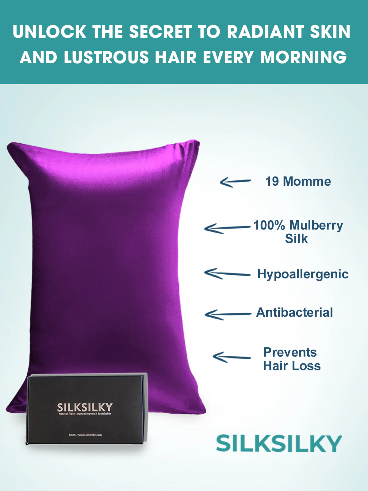 19Momme 100% Mulberry Silk Pillowcase - Hidden Zipper - Image 84
