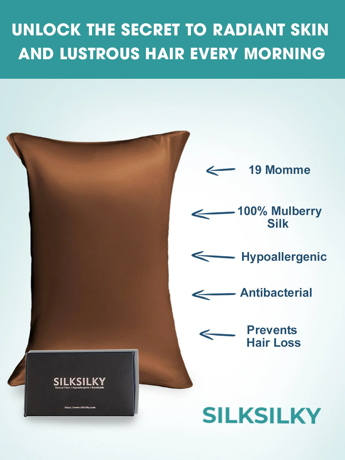 19Momme 100% Mulberry Silk Pillowcase - Hidden Zipper - Image 90