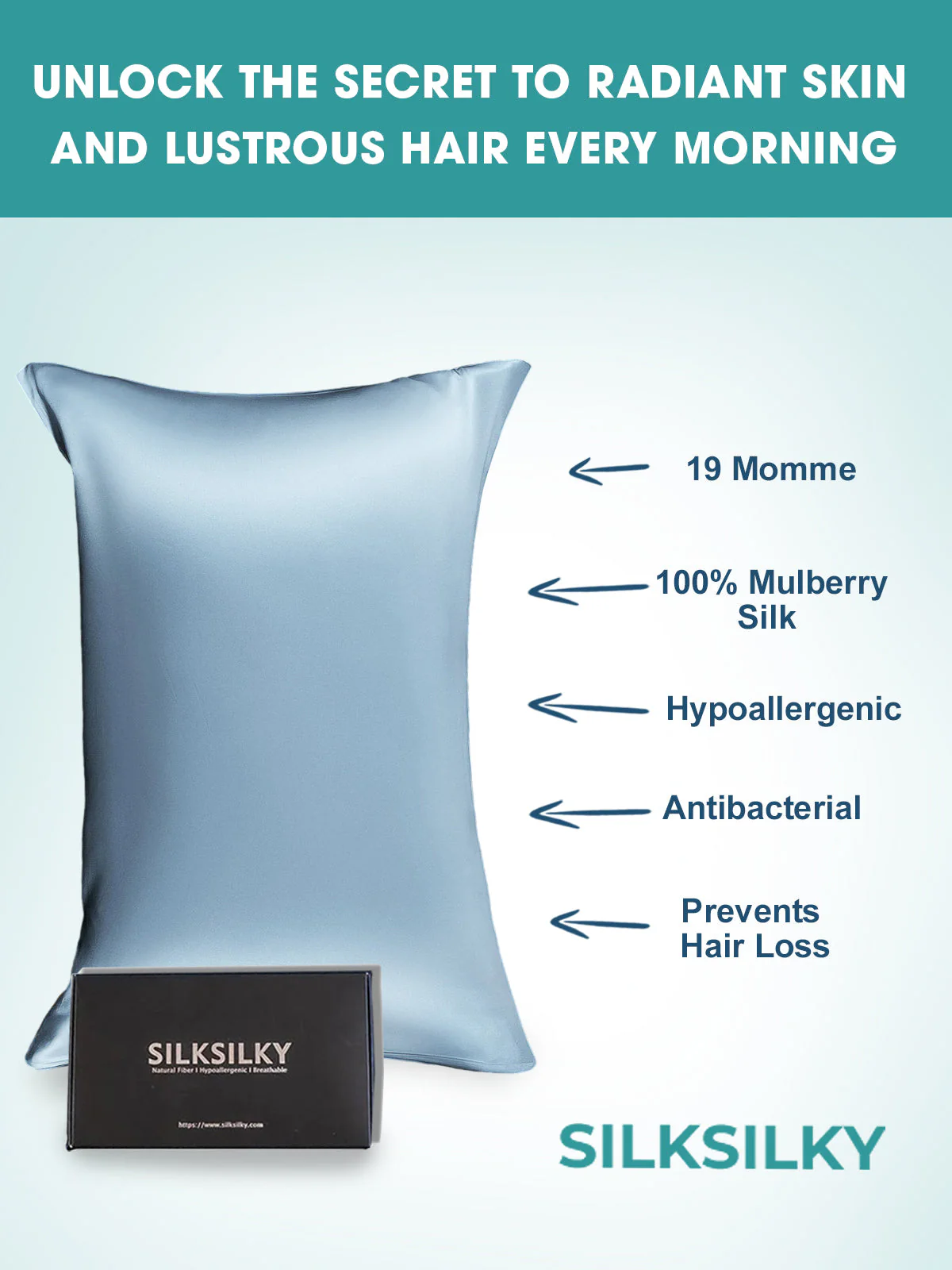 19Momme 100% Mulberry Silk Pillowcase - Hidden Zipper - Image 96