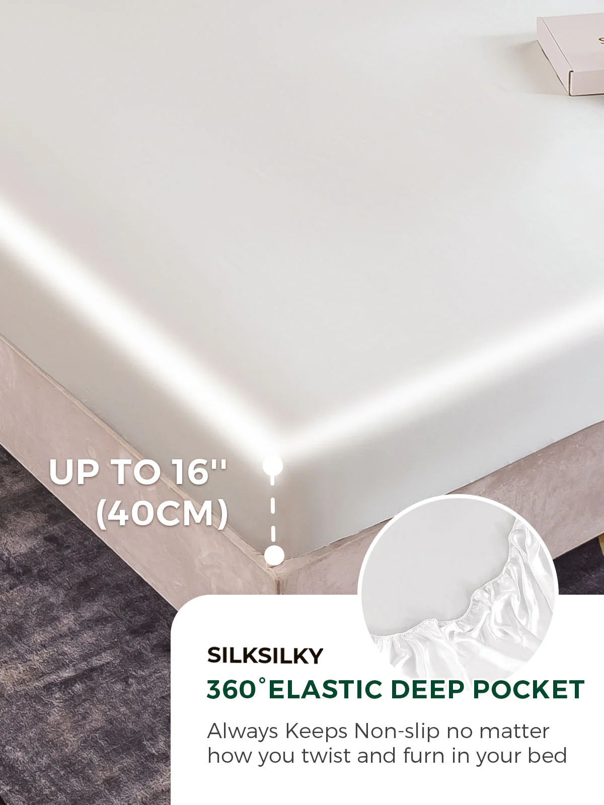 19Momme 3Pcs Silk Set Fitted Sheet+2x Pillowcases - Image 12