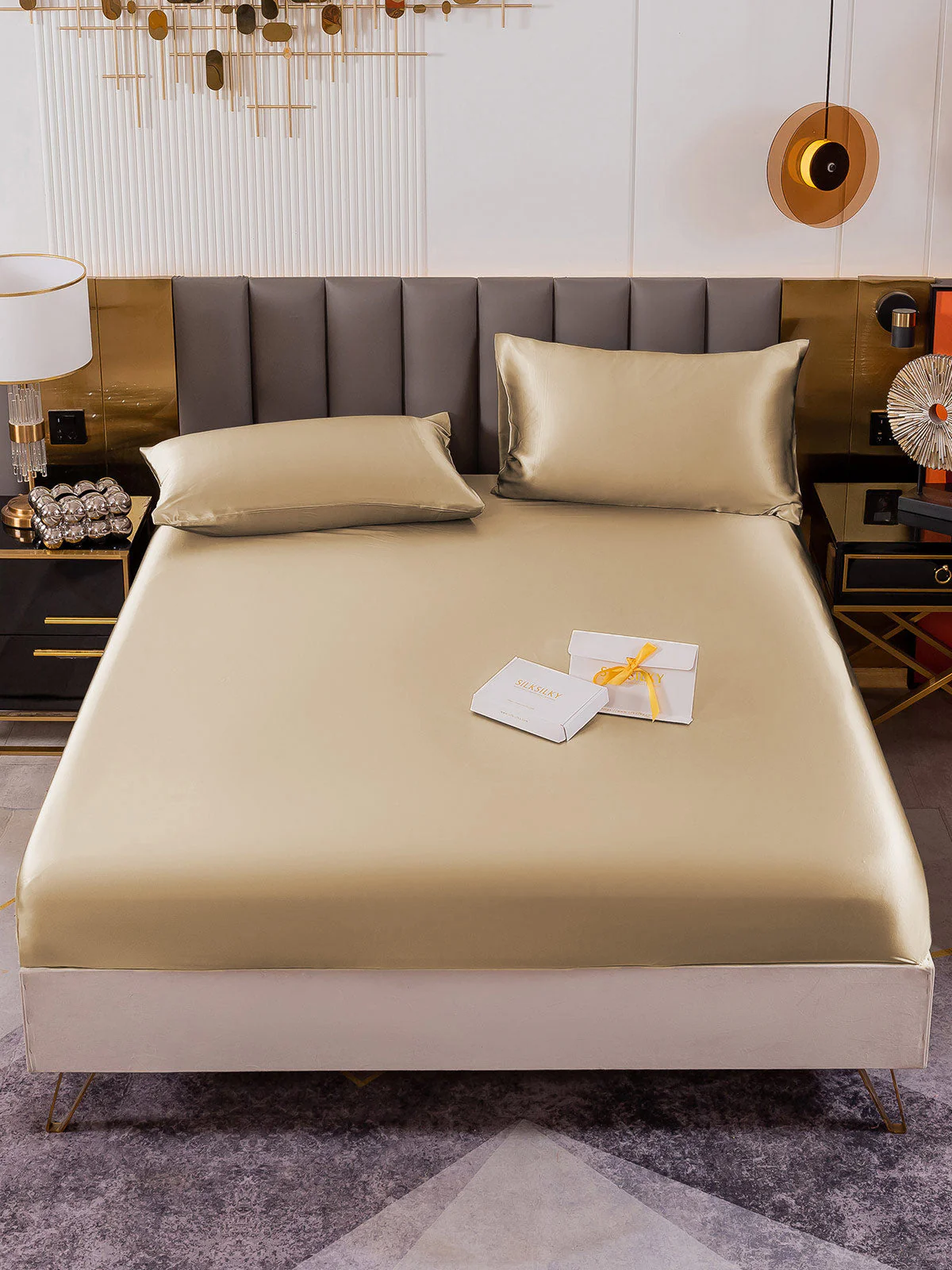19Momme 3Pcs Silk Set Fitted Sheet+2x Pillowcases - Image 94