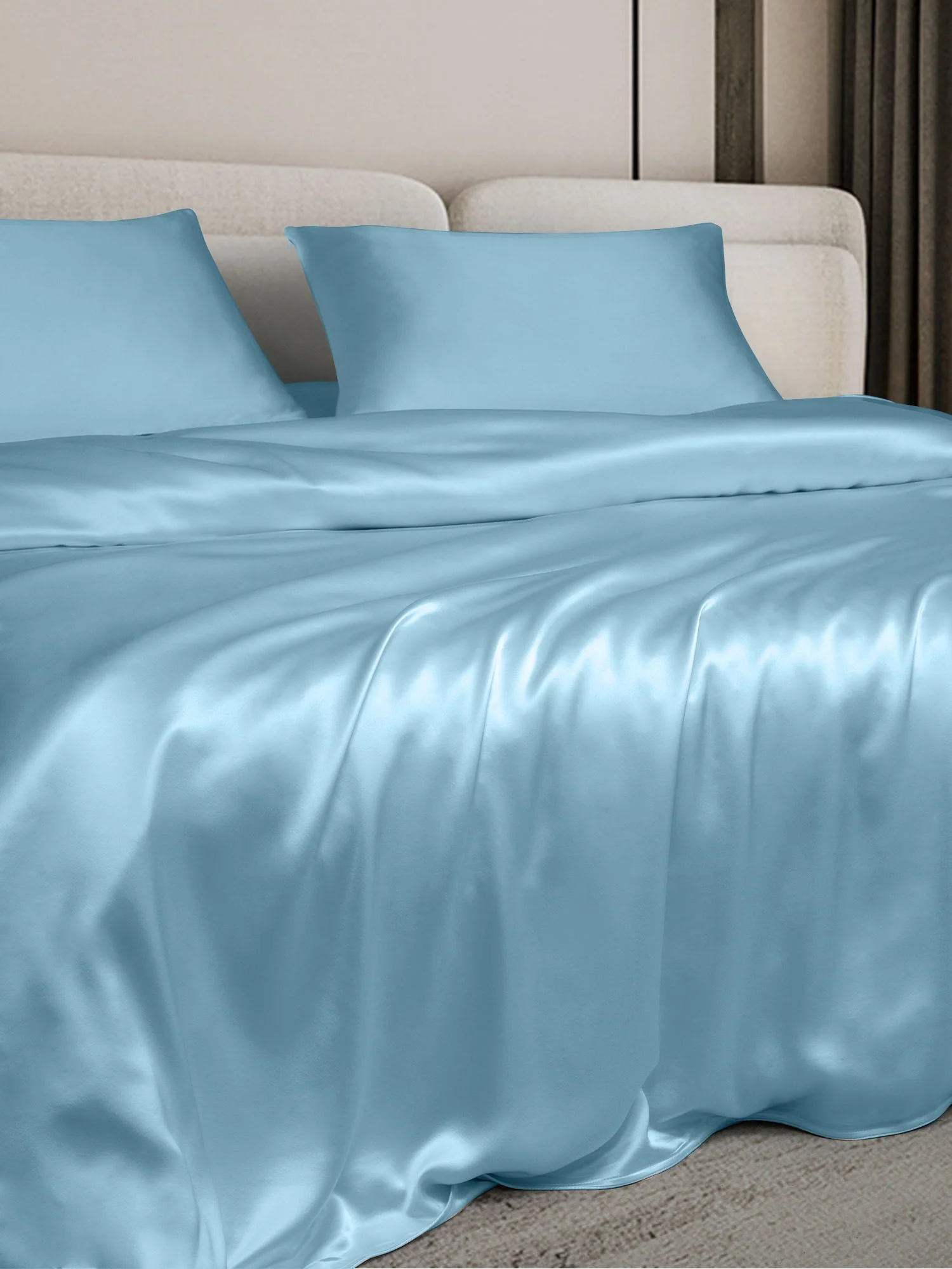 19Momme 3Pcs Silk Set Duvet Cover+2x Pillowcases - Image 87