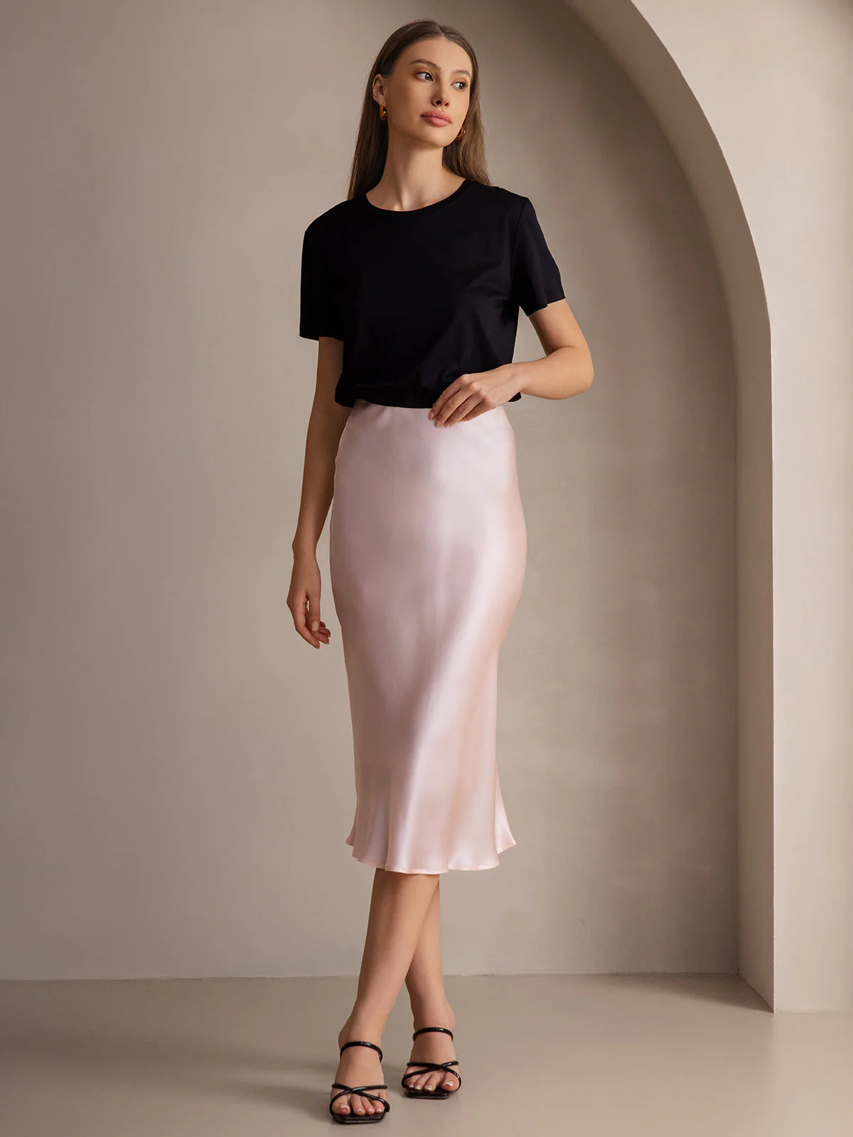 19Momme Mulberry Silk Stretch Long Straight Skirt - Image 80