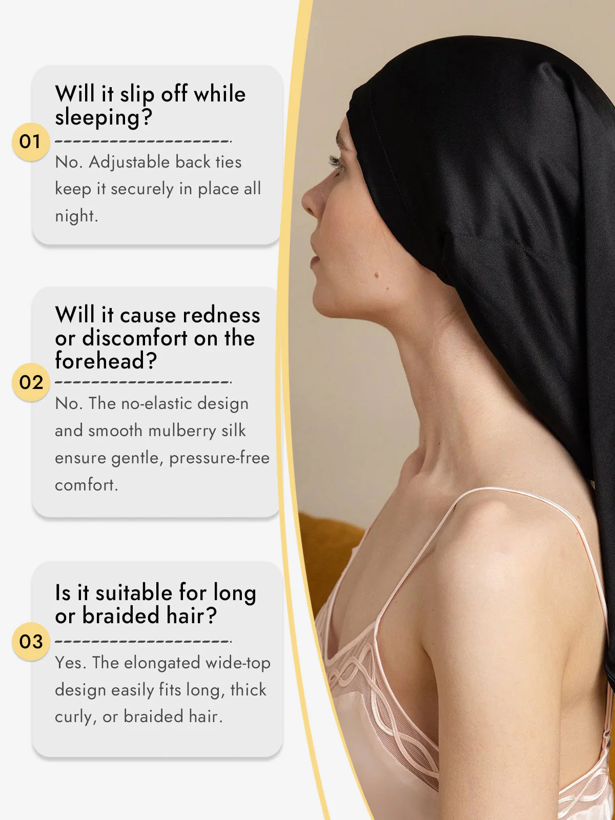100% Mulberry Silk Elegant Bonnet for Long Hair - Image 24