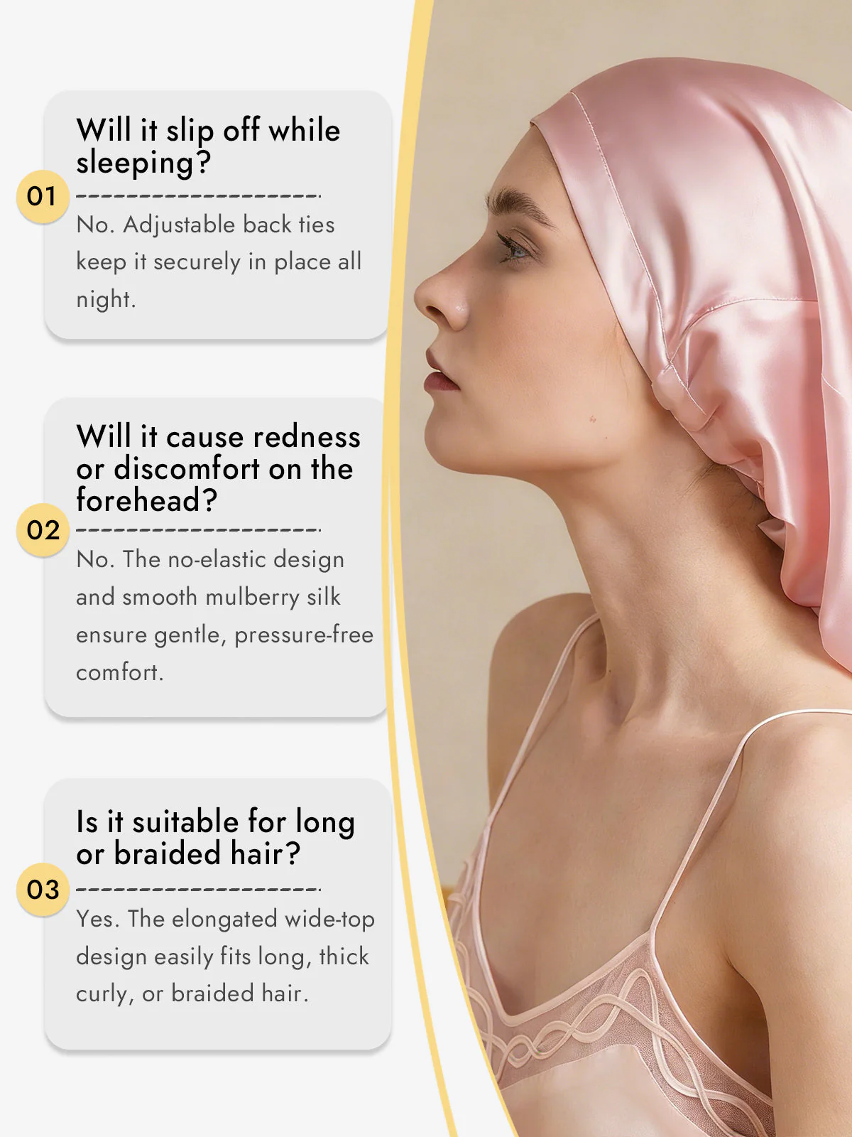100% Mulberry Silk Elegant Bonnet for Long Hair - Image 32