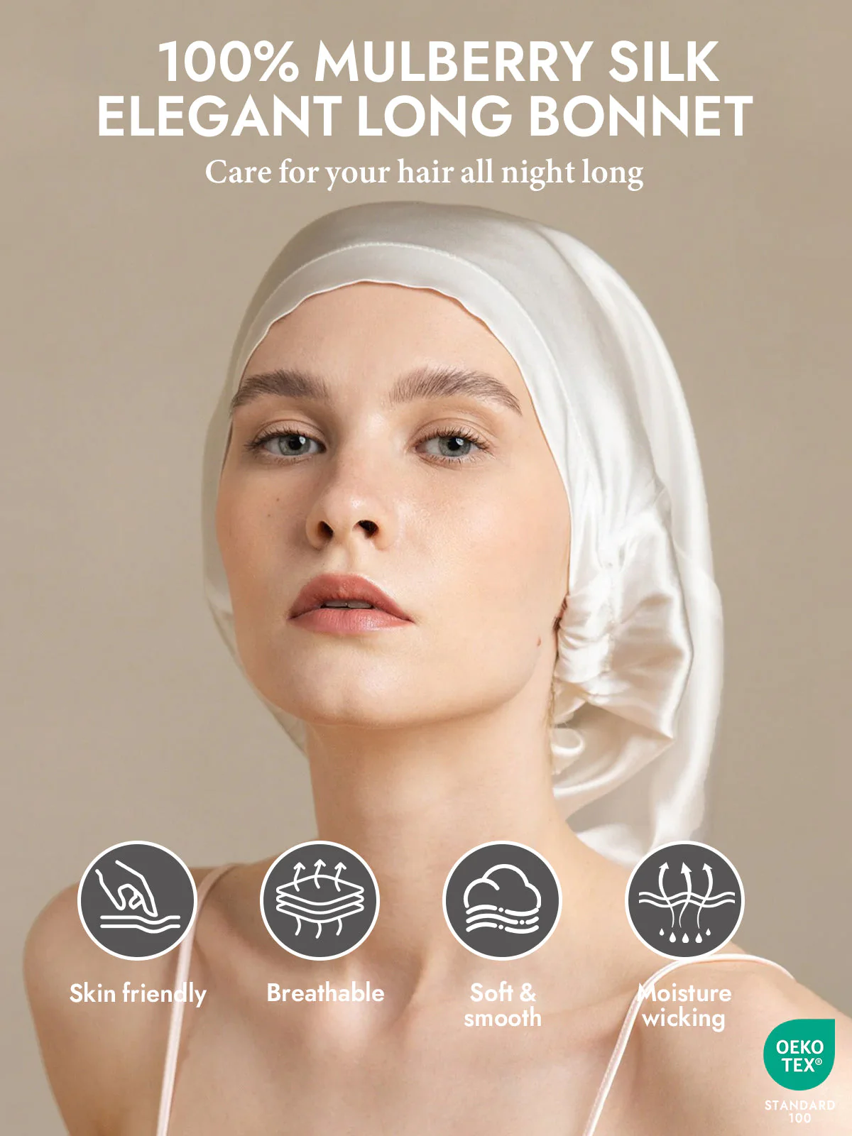 100% Mulberry Silk Elegant Bonnet for Long Hair - Image 34