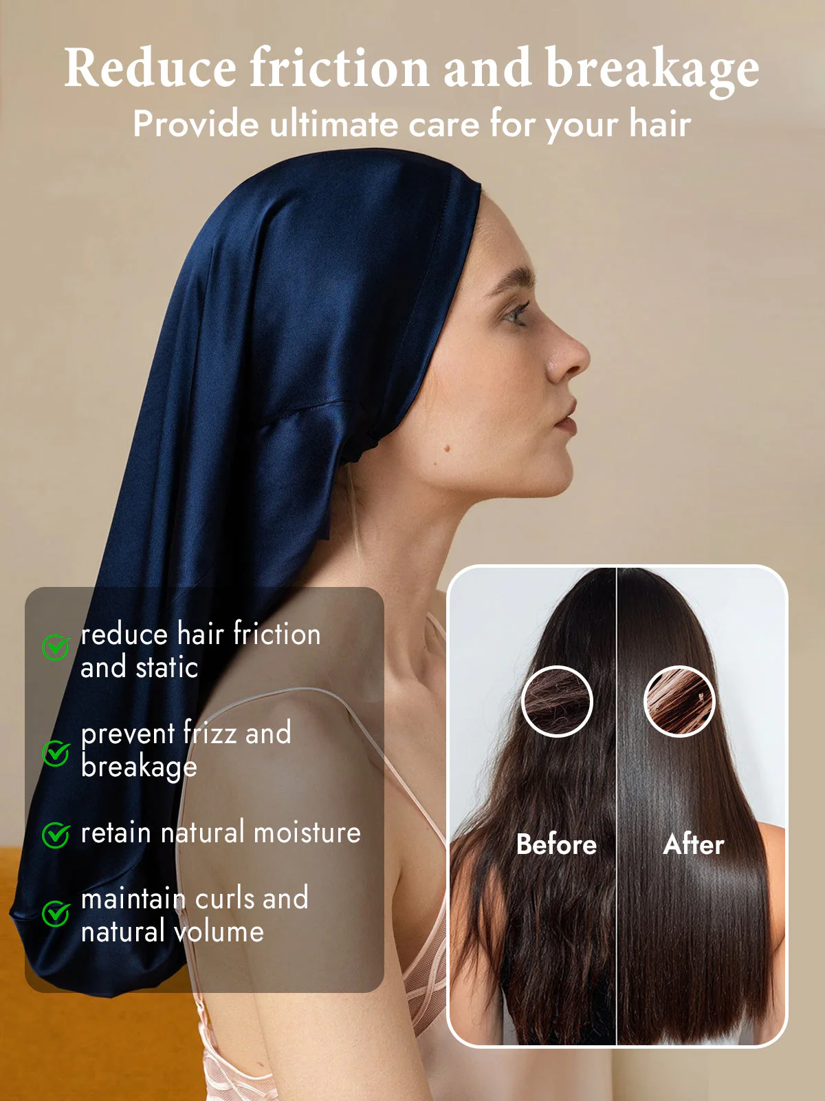 100% Mulberry Silk Elegant Bonnet for Long Hair - Image 4