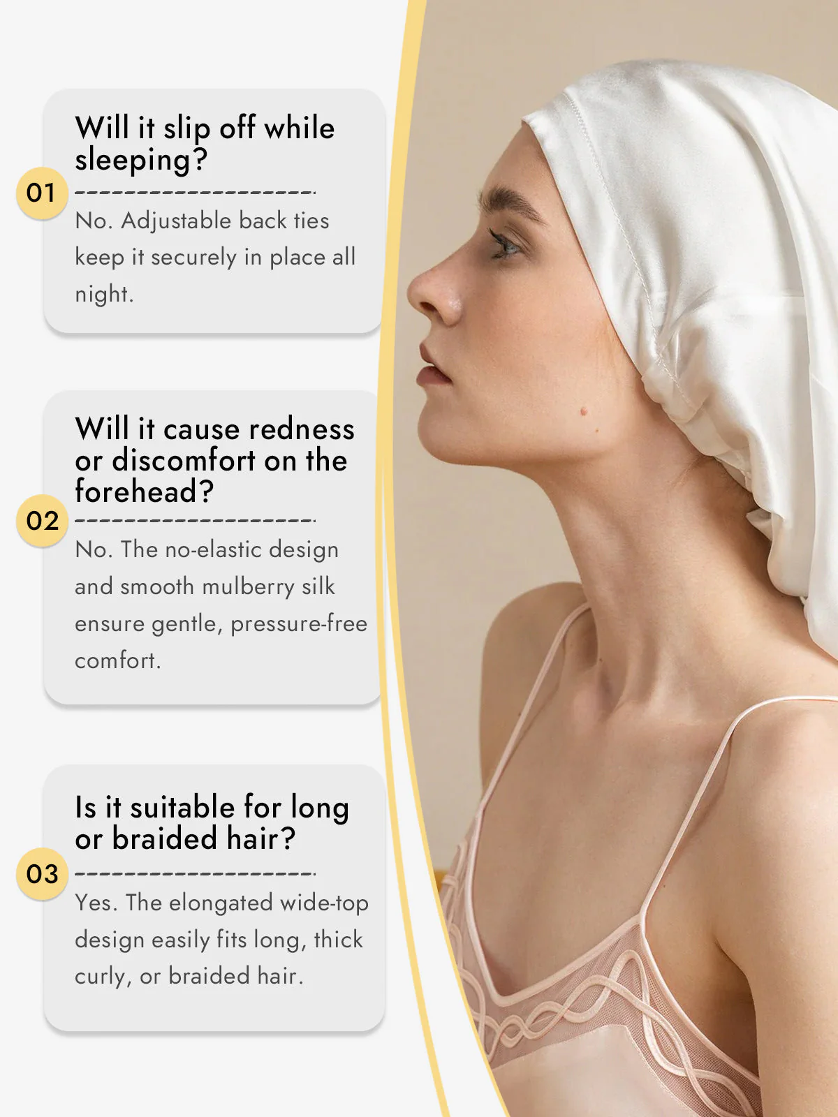 100% Mulberry Silk Elegant Bonnet for Long Hair - Image 40