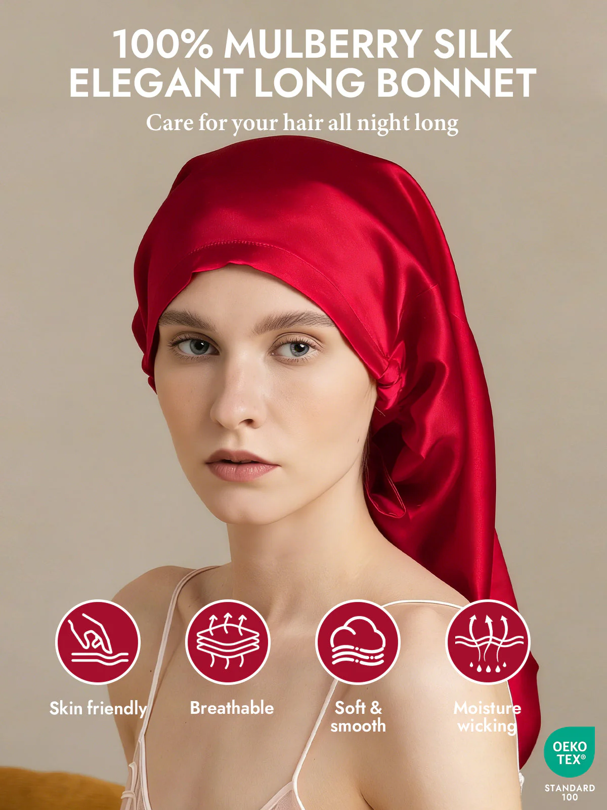 100% Mulberry Silk Elegant Bonnet for Long Hair - Image 42