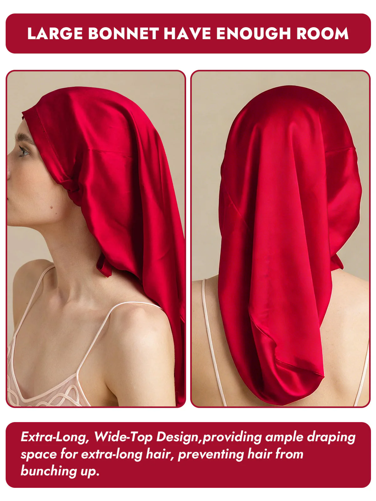 100% Mulberry Silk Elegant Bonnet for Long Hair - Image 43