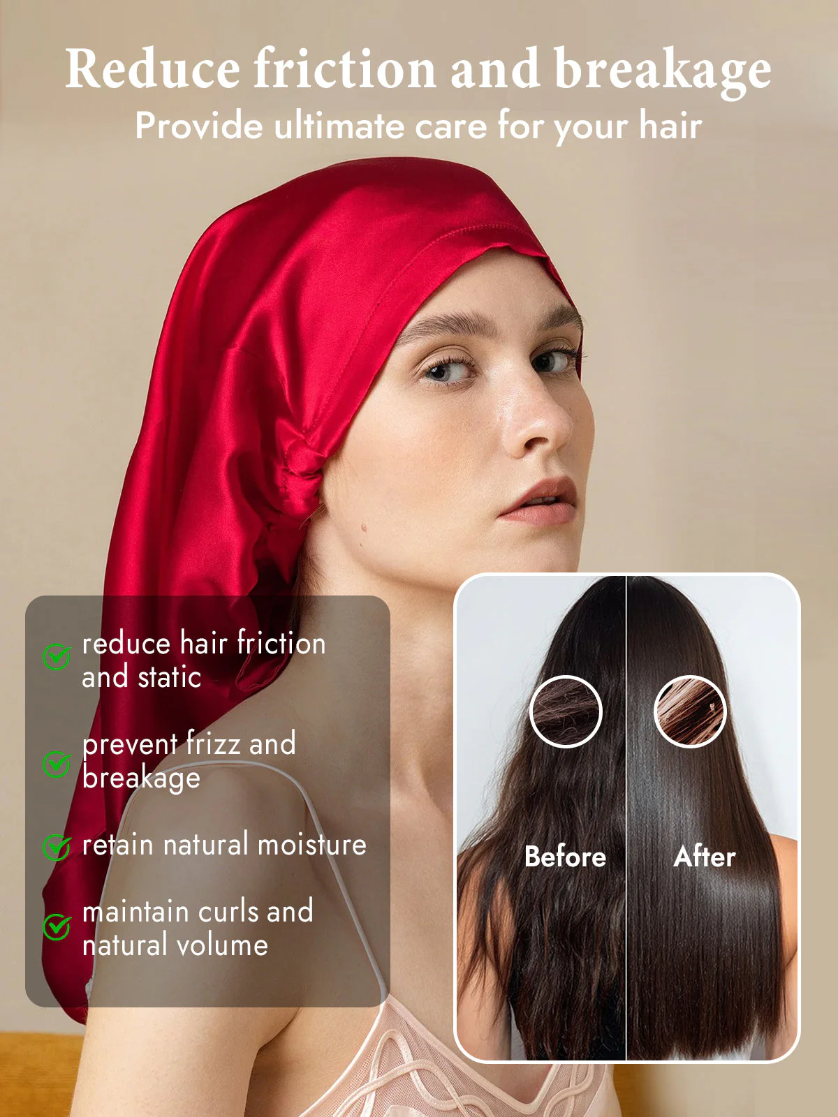 100% Mulberry Silk Elegant Bonnet for Long Hair - Image 44