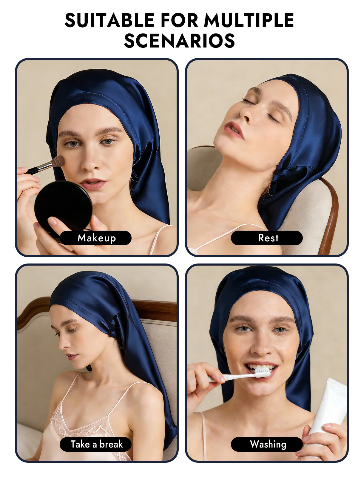 100% Mulberry Silk Elegant Bonnet for Long Hair - Image 7