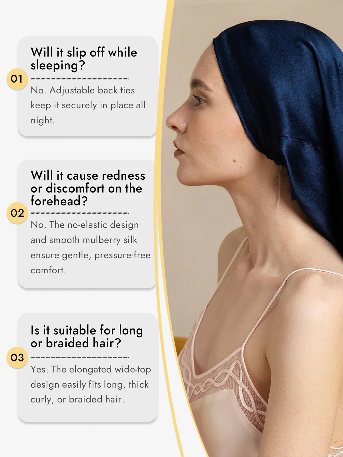 100% Mulberry Silk Elegant Bonnet for Long Hair - Image 8