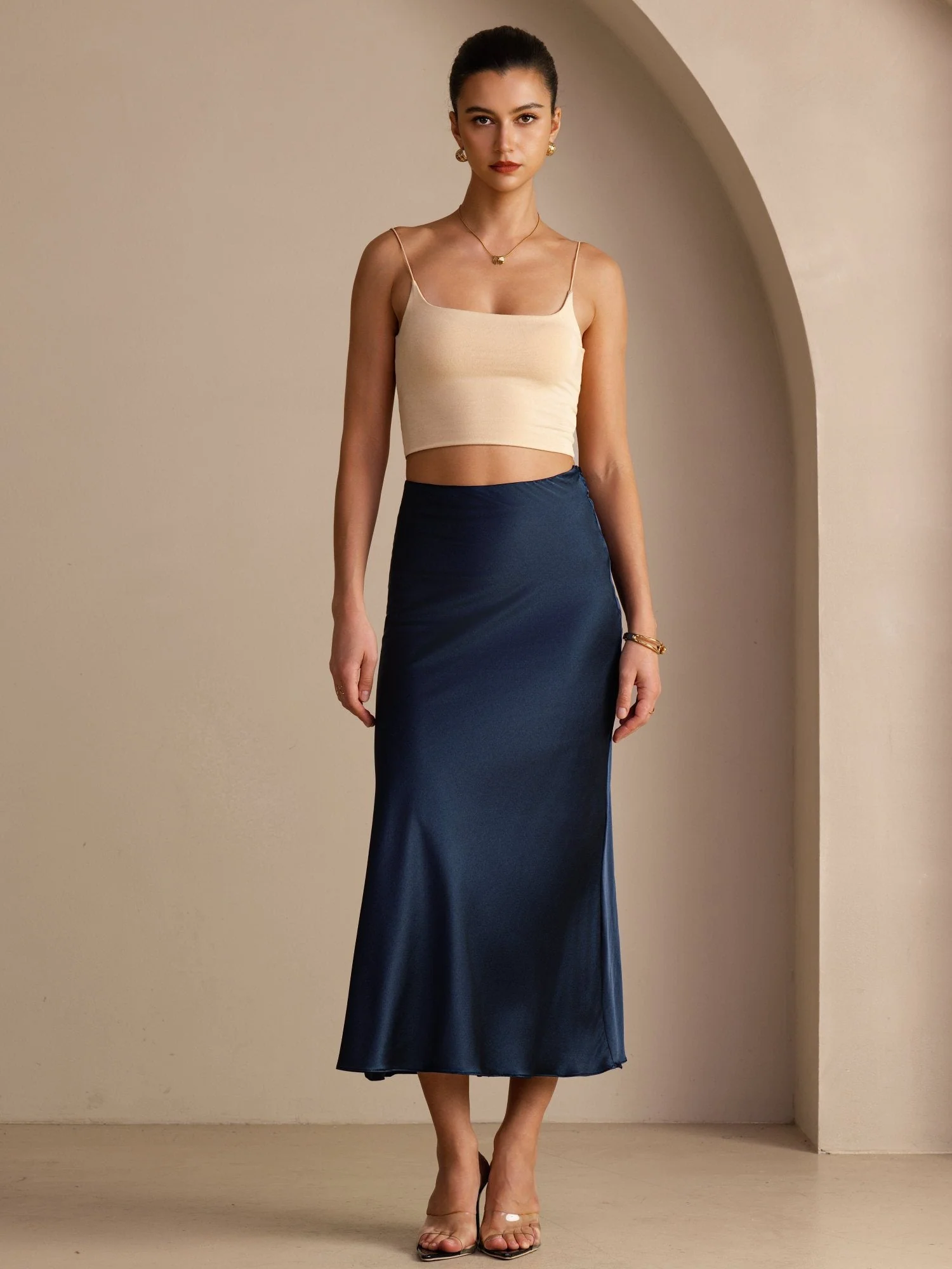 19Momme Silk High Waist Elegant Maxi Skirt - Image 15