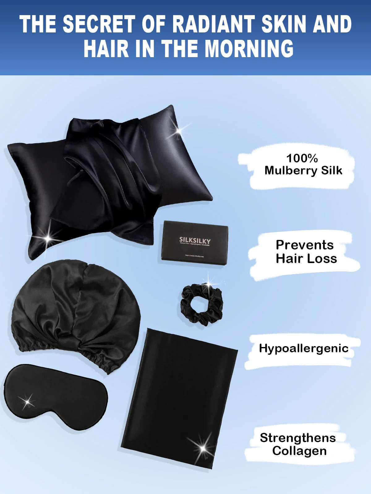 19Momme Silk Skin-Friendly Beauty Sleep 4Pcs Set (Hidden Zipper Pillowcase) - Image 12