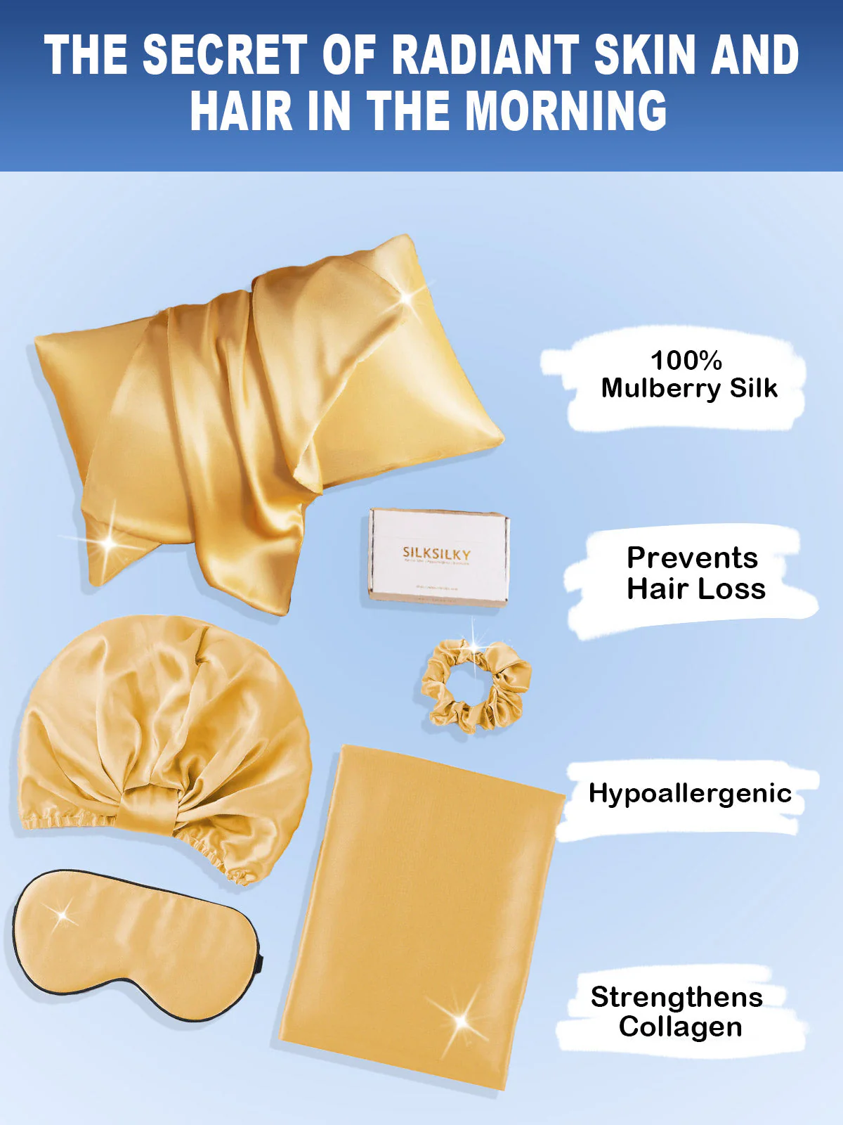 19Momme Silk Skin-Friendly Beauty Sleep 4Pcs Set (Hidden Zipper Pillowcase) - Image 50