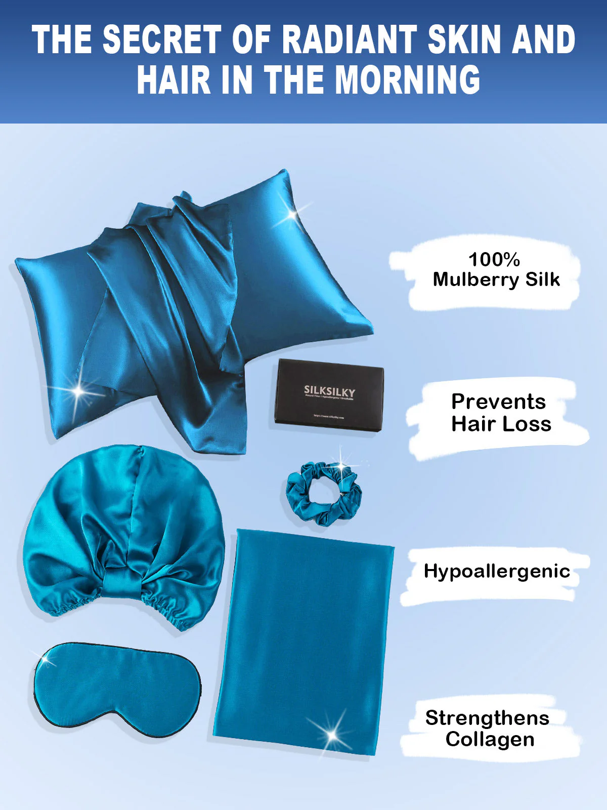 19Momme Silk Skin-Friendly Beauty Sleep 4Pcs Set (Hidden Zipper Pillowcase) - Image 55