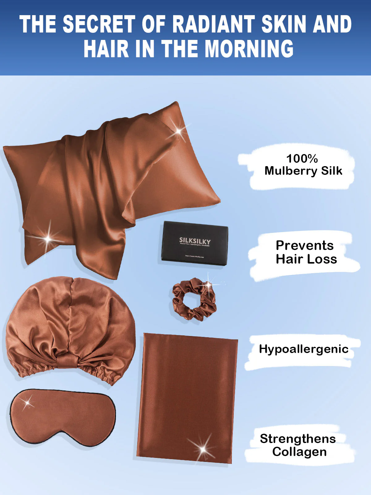 19Momme Silk Skin-Friendly Beauty Sleep 4Pcs Set (Hidden Zipper Pillowcase) - Image 60