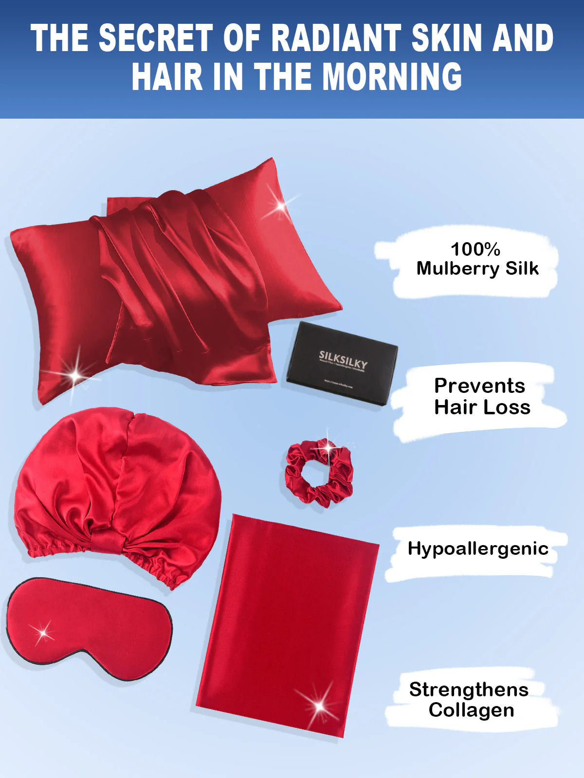 19Momme Silk Skin-Friendly Beauty Sleep 4Pcs Set (Hidden Zipper Pillowcase) - Image 65