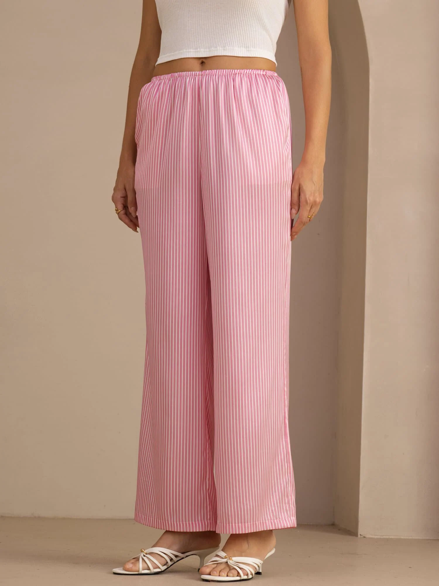 19Momme Silk Women’s Pinstripe Pattern Pants With Pockets - Image 3