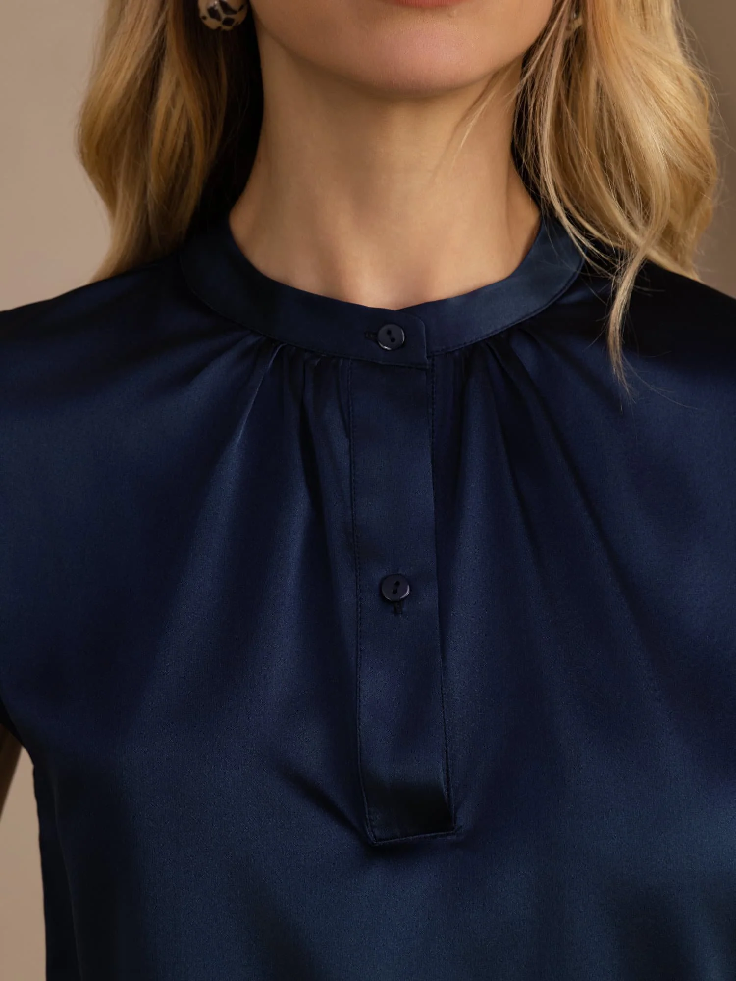 19Momme Silk Women’s Split Neck Short Sleeve Blouse - Image 5