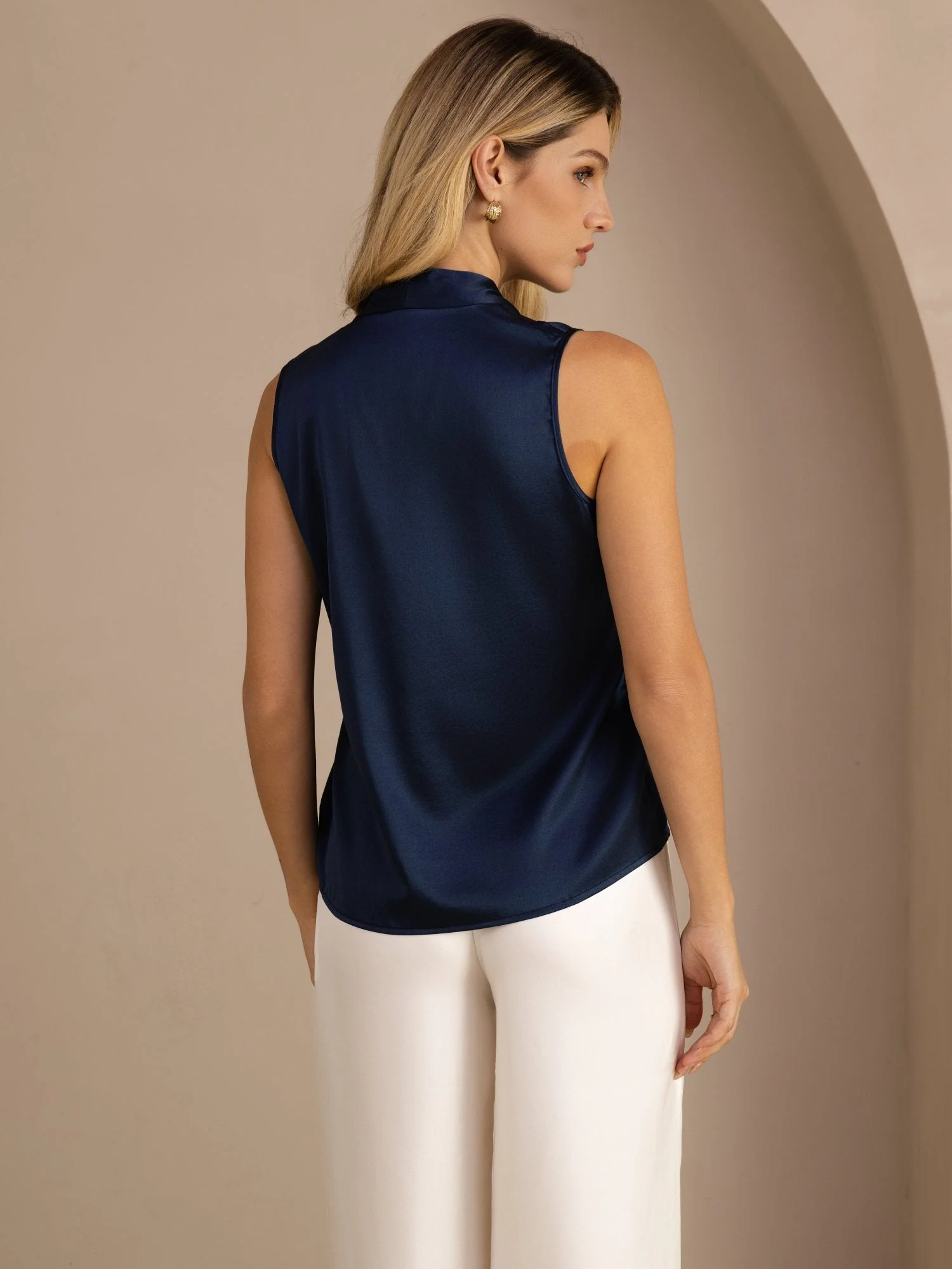 19Momme Silk Womenâs Tie Neck Sleeveless Tank Top - Image 16