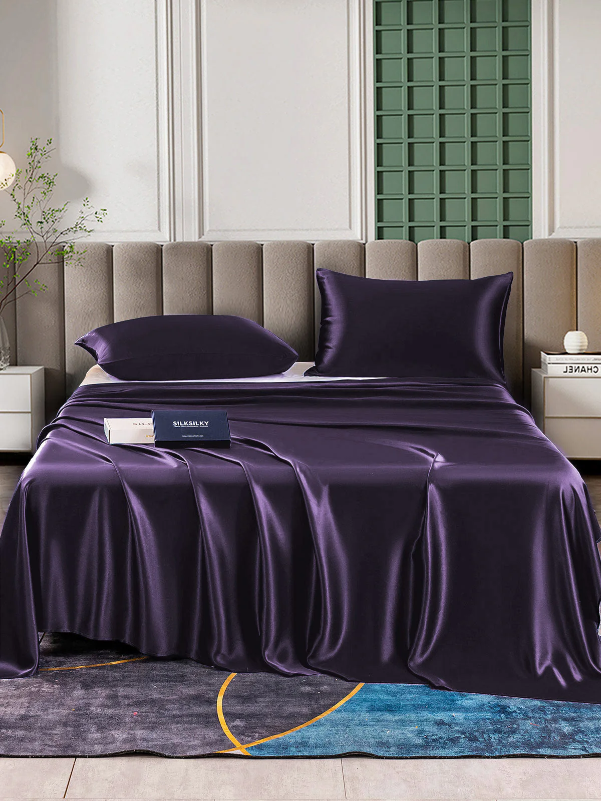 22Momme 3Pcs Silk Set Flat Sheet+2x Pillowcases - Image 12