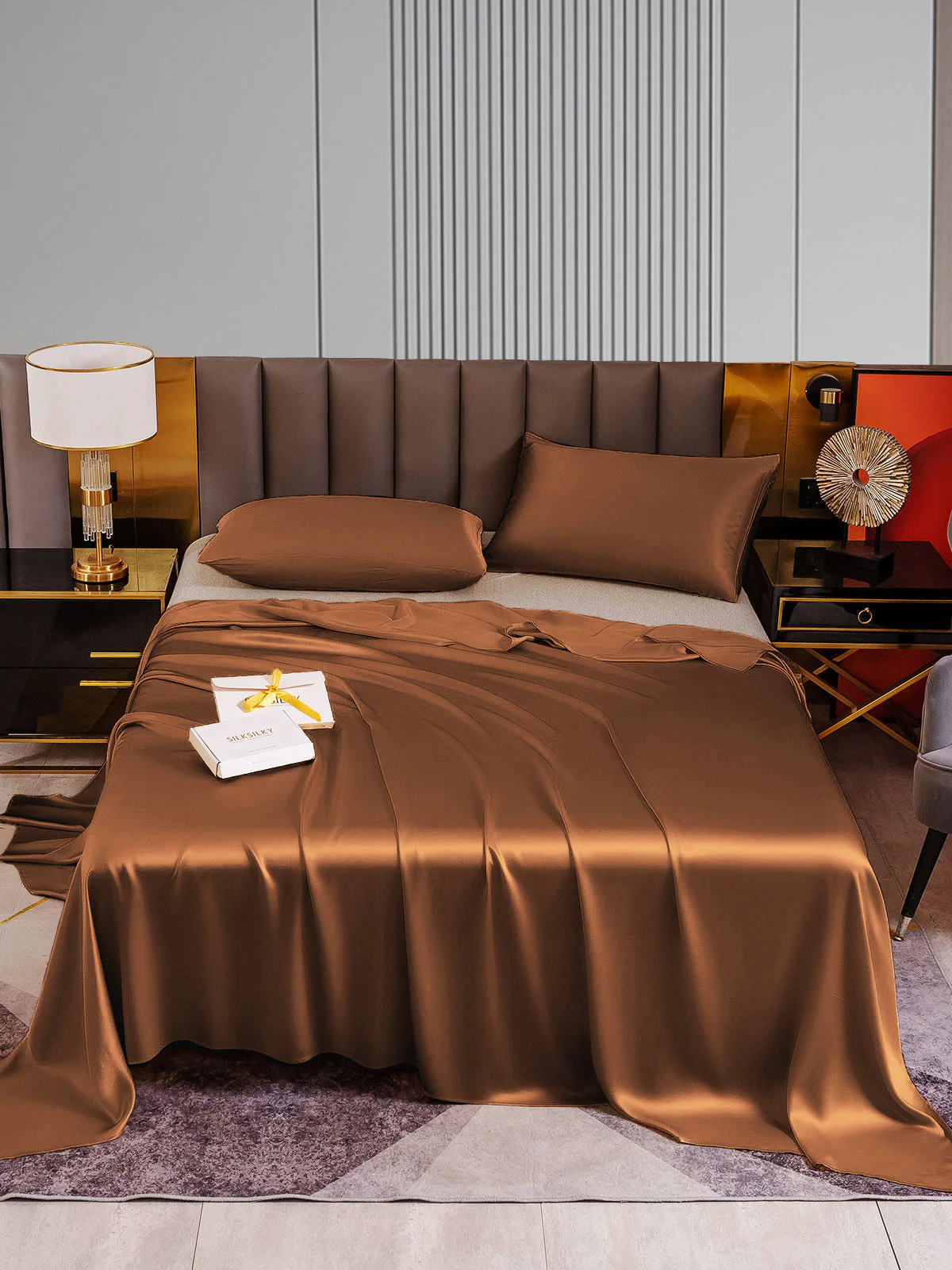22Momme 3Pcs Silk Set Flat Sheet+2x Pillowcases - Image 52