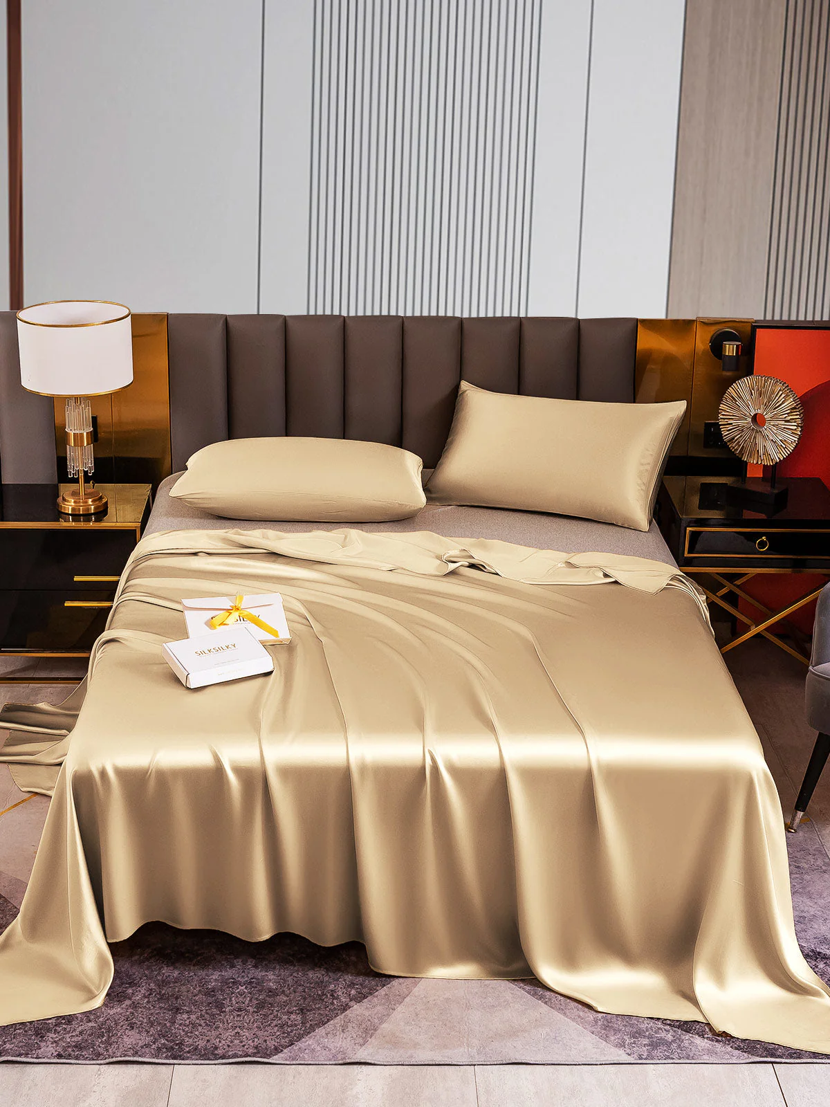 22Momme 3Pcs Silk Set Flat Sheet+2x Pillowcases - Image 57