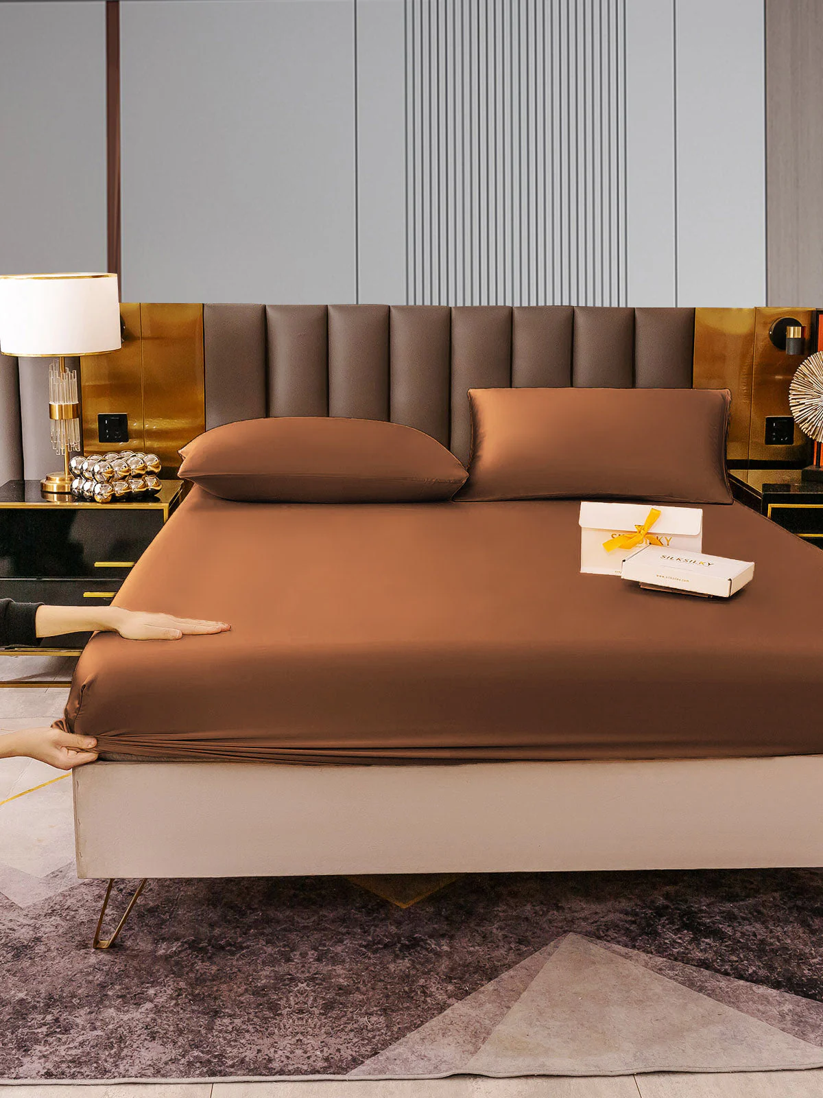 22Momme 3Pcs Silk Set Fitted Sheet+2x Pillowcases - Image 30