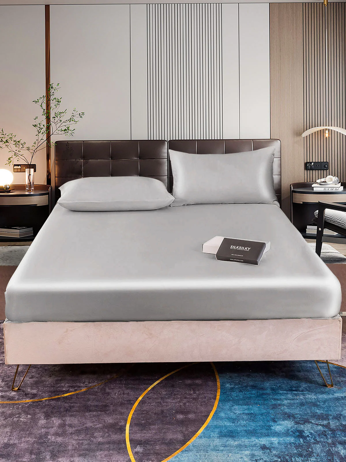 22Momme 3Pcs Silk Set Fitted Sheet+2x Pillowcases - Image 41