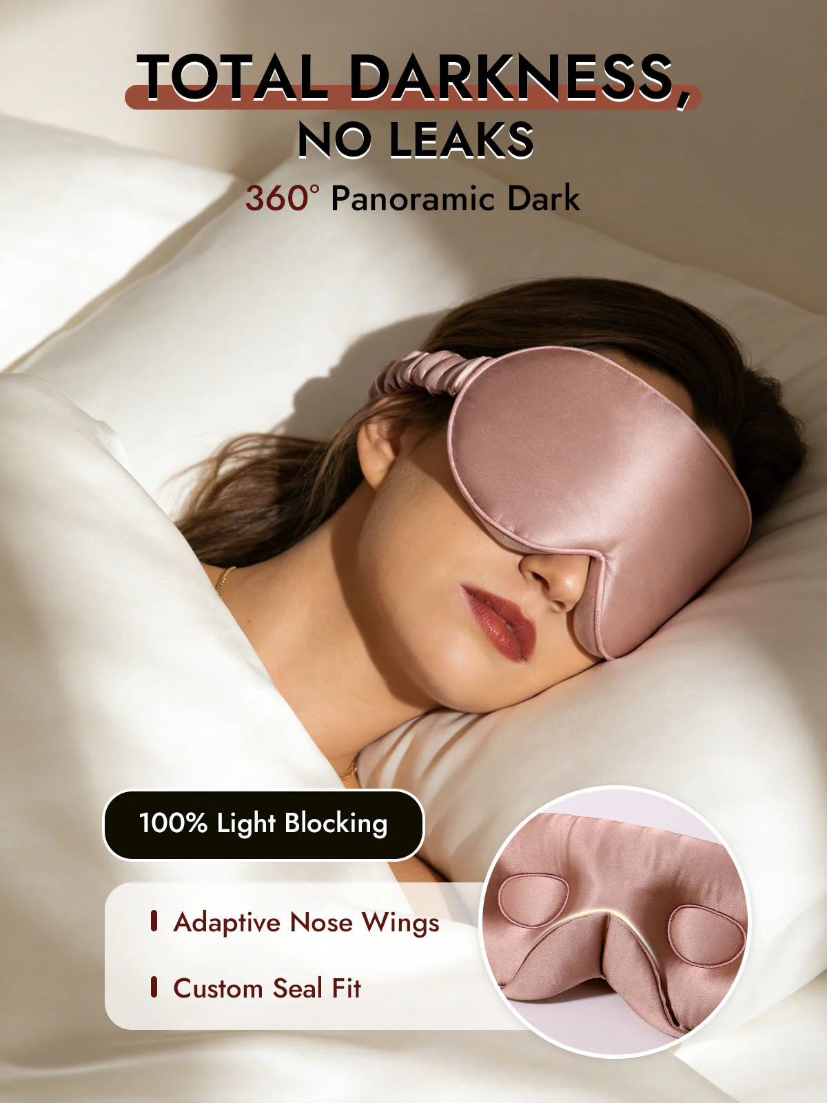 22 Momme Pure Silk 3D Sleep Mask With Upgraded Nose Wings - Image 2