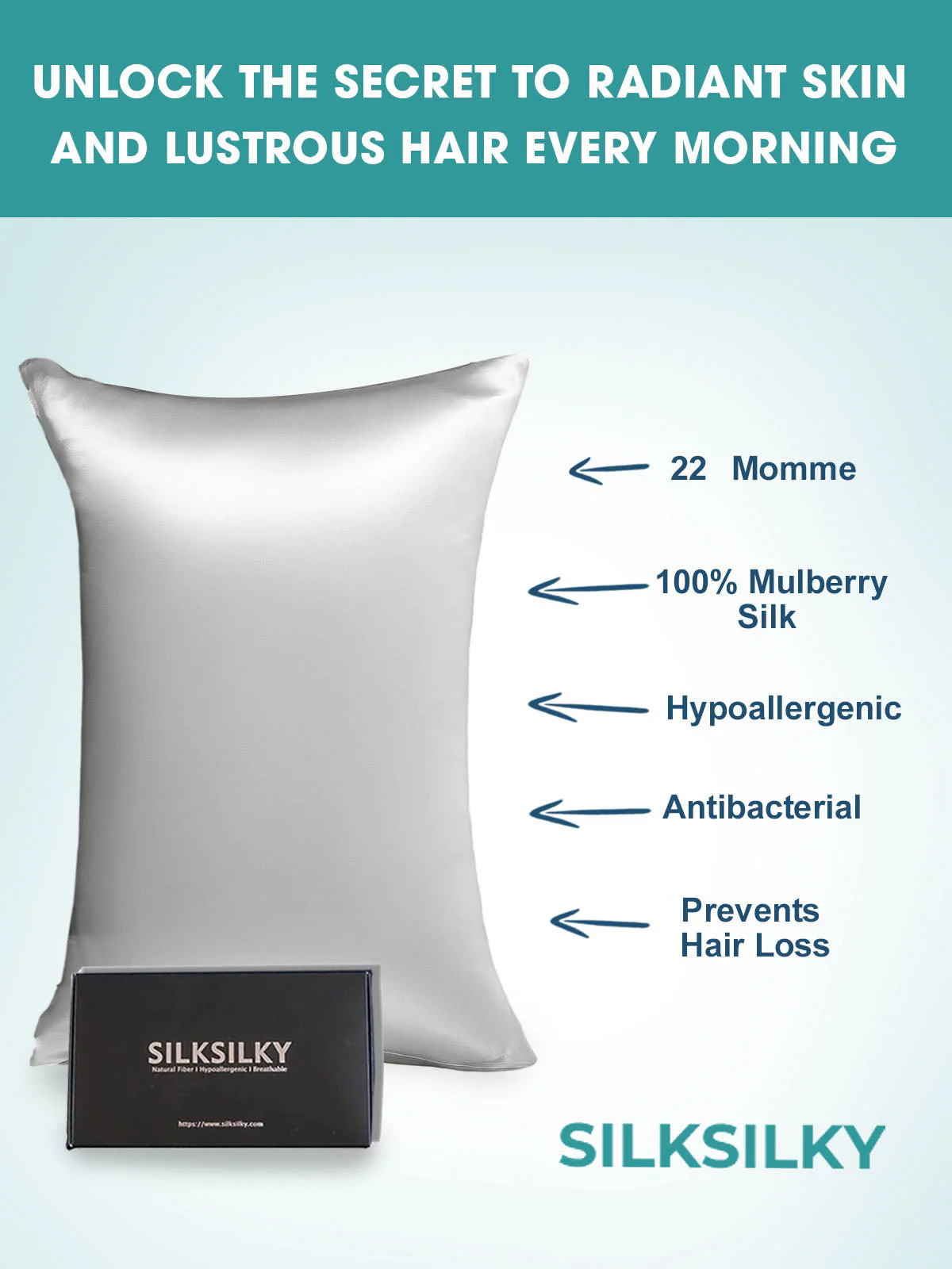22Momme 100% Pure Silk Pillowcase - Envelope Closure - Image 60