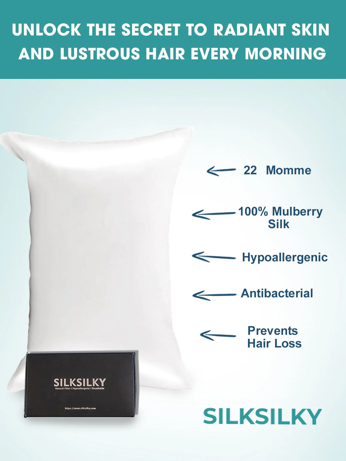 19Momme 100% Mulberry Silk Pillowcase - Hidden Zipper - Image 9