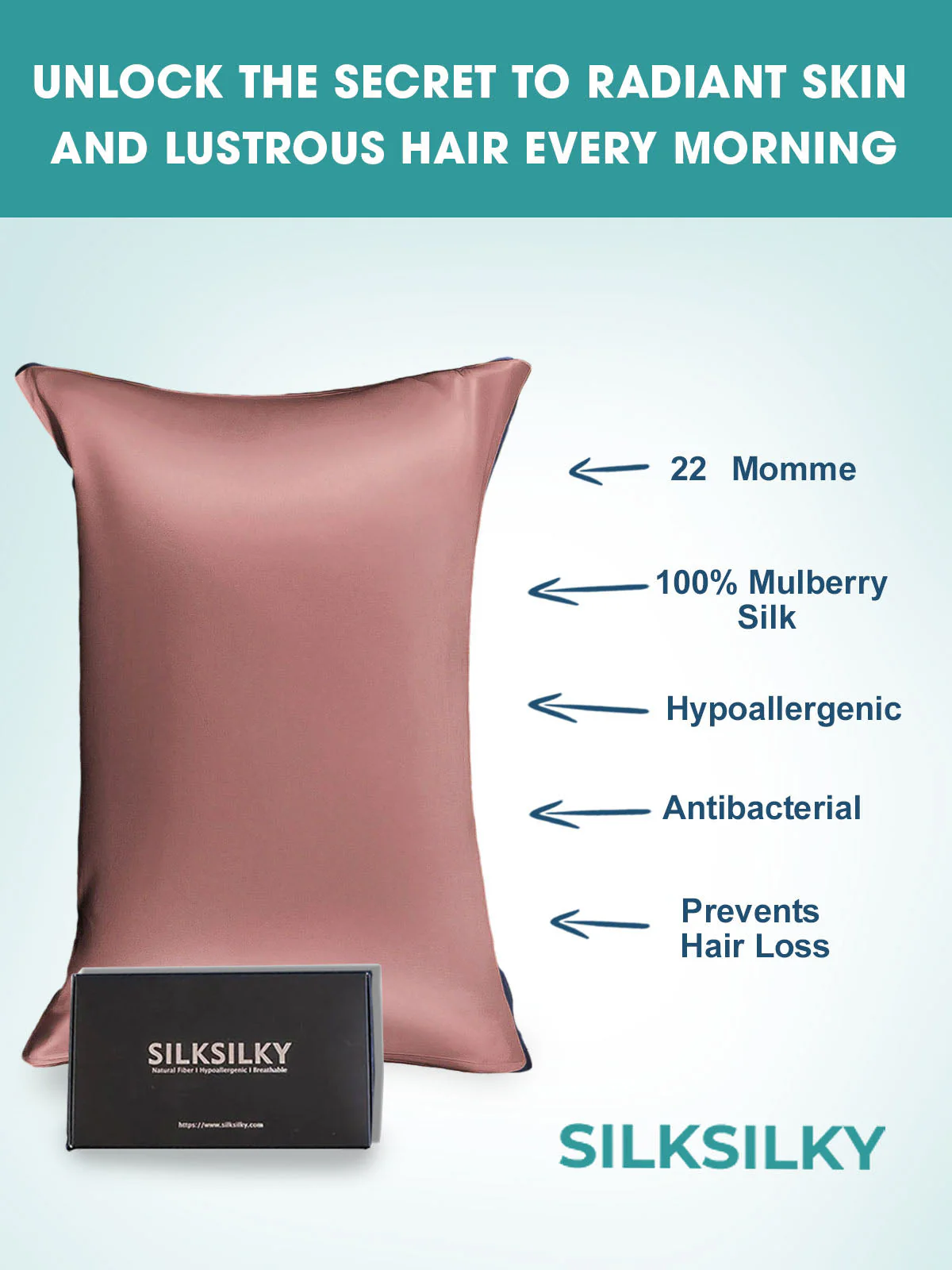 19Momme 100% Mulberry Silk Pillowcase - Hidden Zipper - Image 62