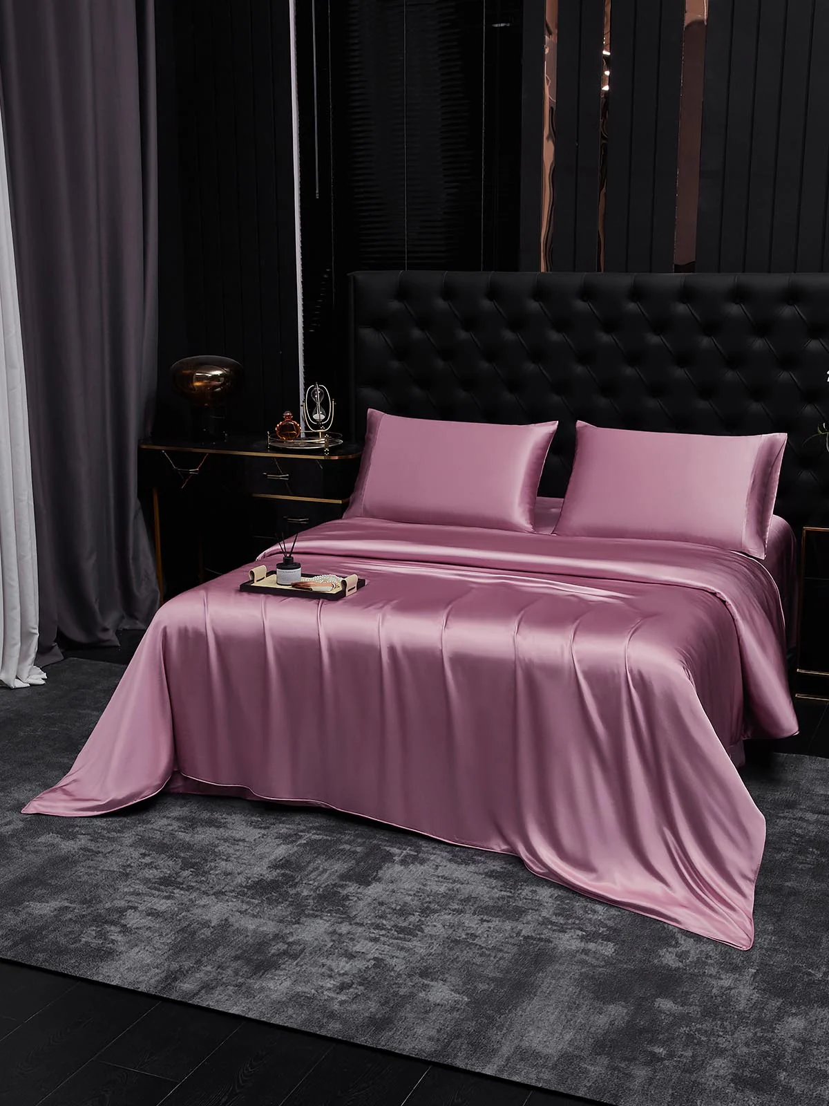22Momme 4Pcs Silk Set Duvet Cover+Fitted Sheet+2x Pillowcases - Image 75