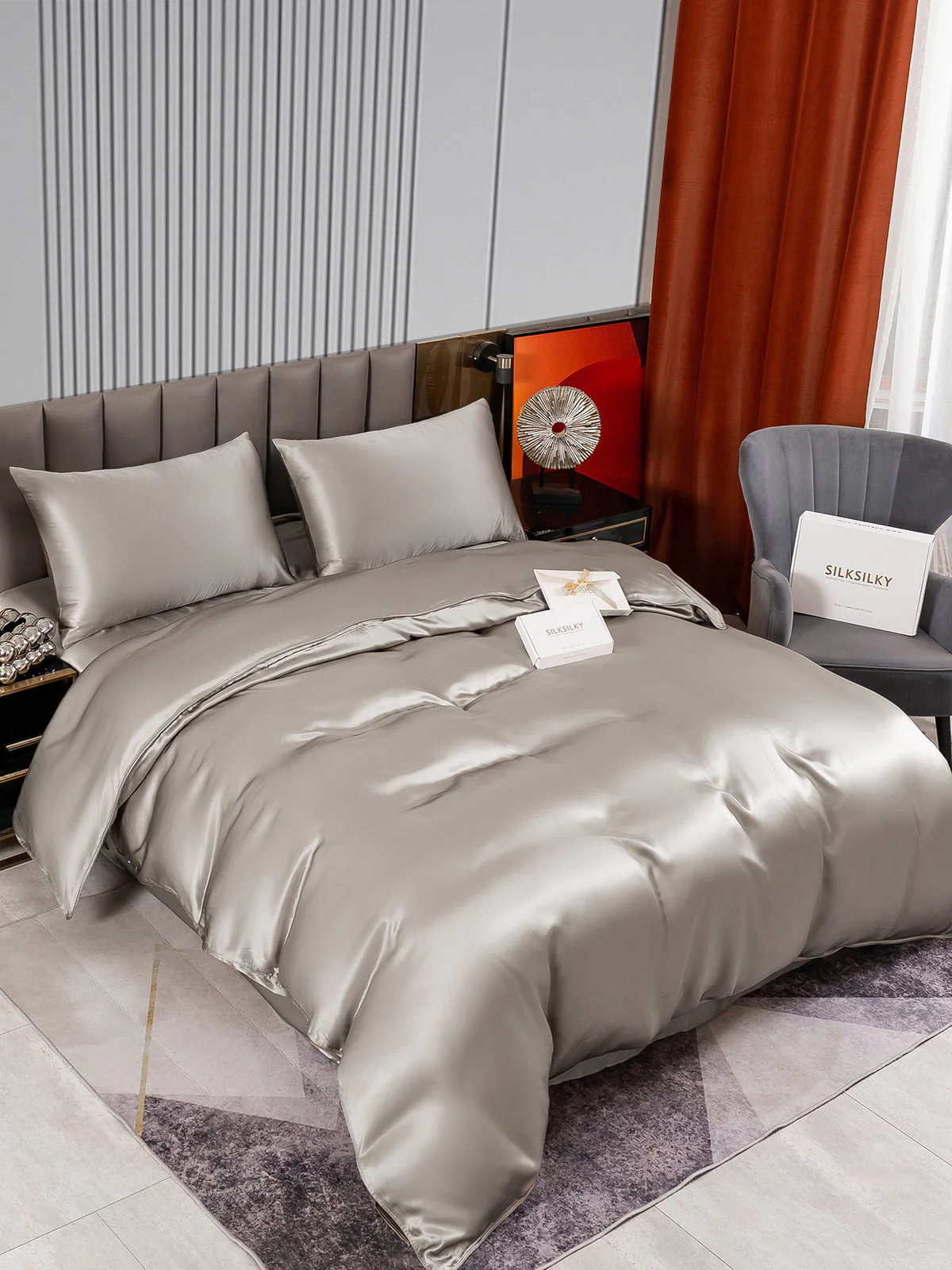 22Momme 4Pcs Silk Set Duvet Cover+Flat Sheet+2x Pillowcases - Image 13