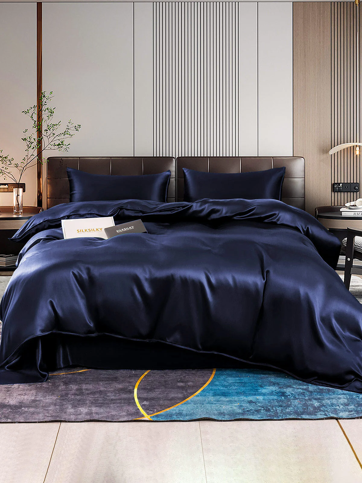 22Momme 4Pcs Silk Set Duvet Cover+Flat Sheet+2x Pillowcases - Image 17