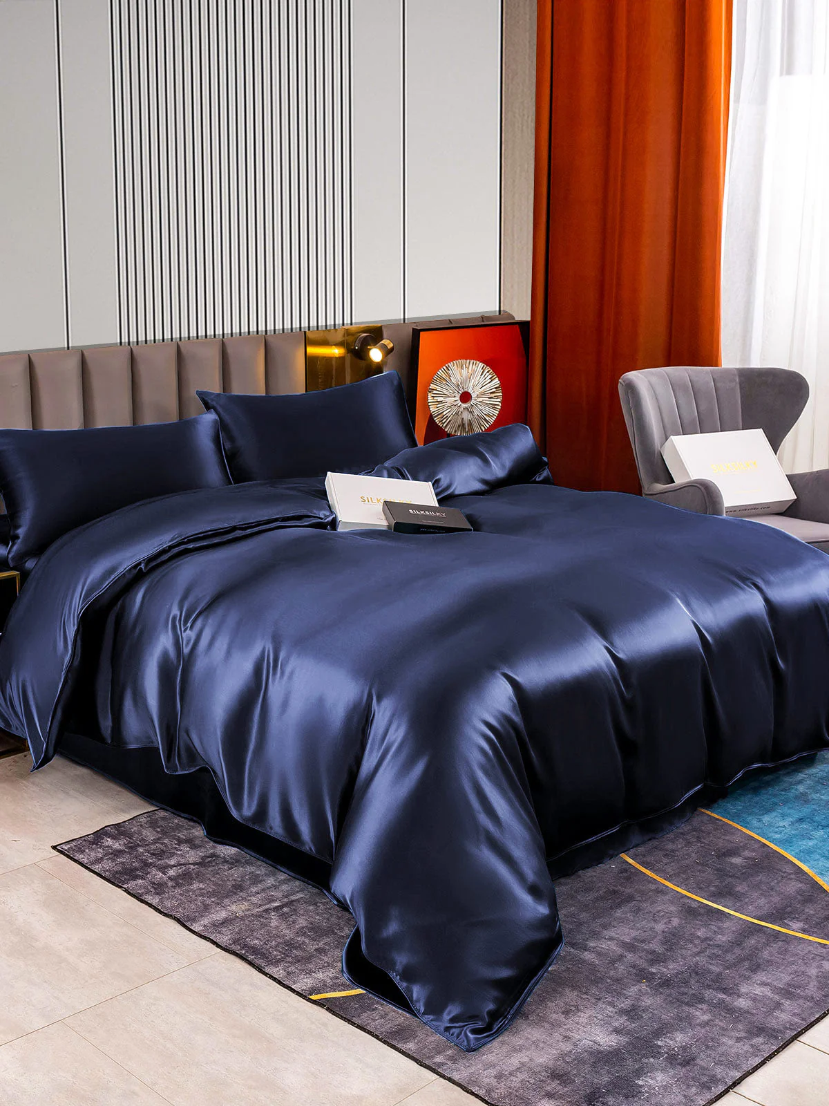 22Momme 4Pcs Silk Set Duvet Cover+Flat Sheet+2x Pillowcases - Image 18